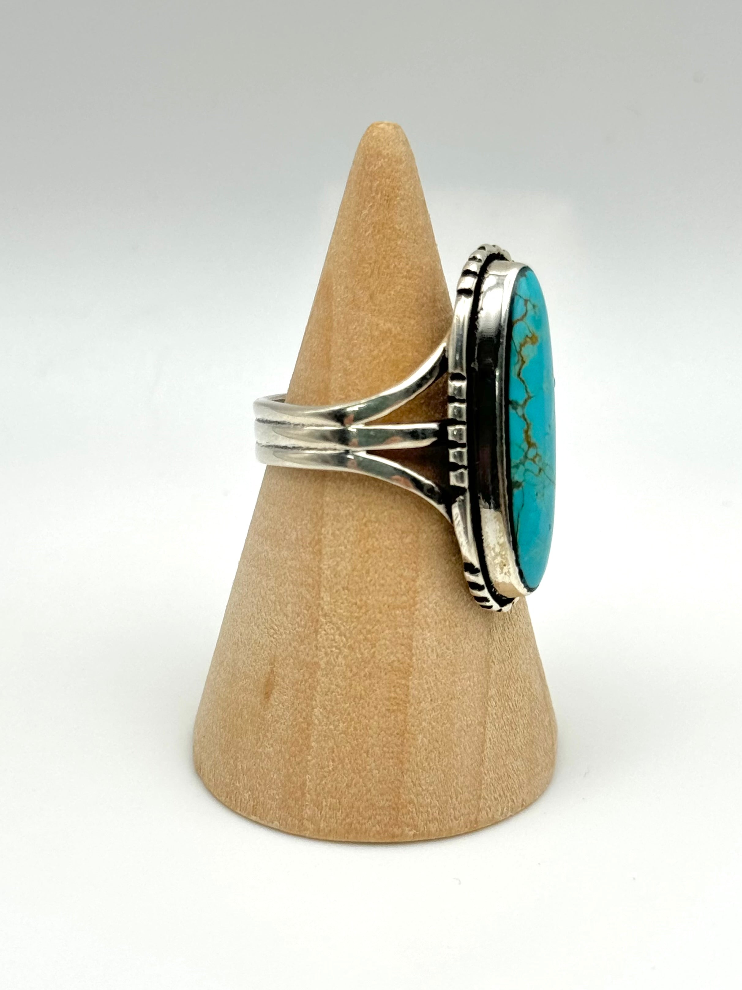 •#8 NEVADA TURQUOISE• Navajo silver ring (size 8)