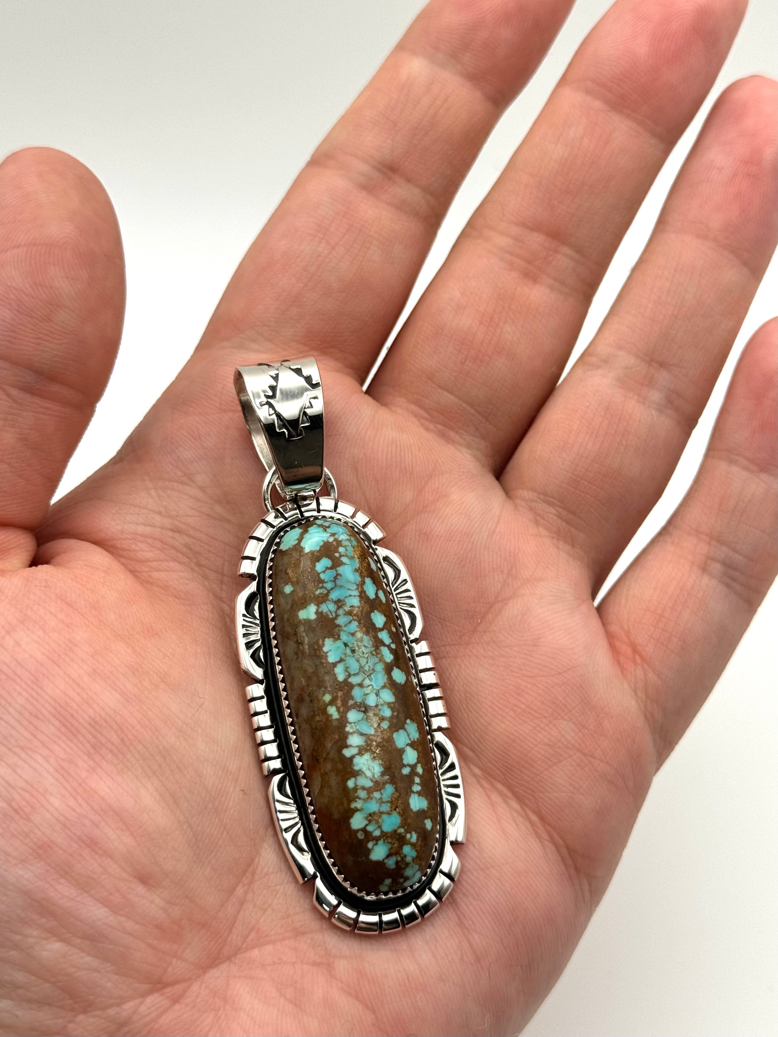 •#8 NEVADA TURQUOISE - 2• Navajo silver pendant