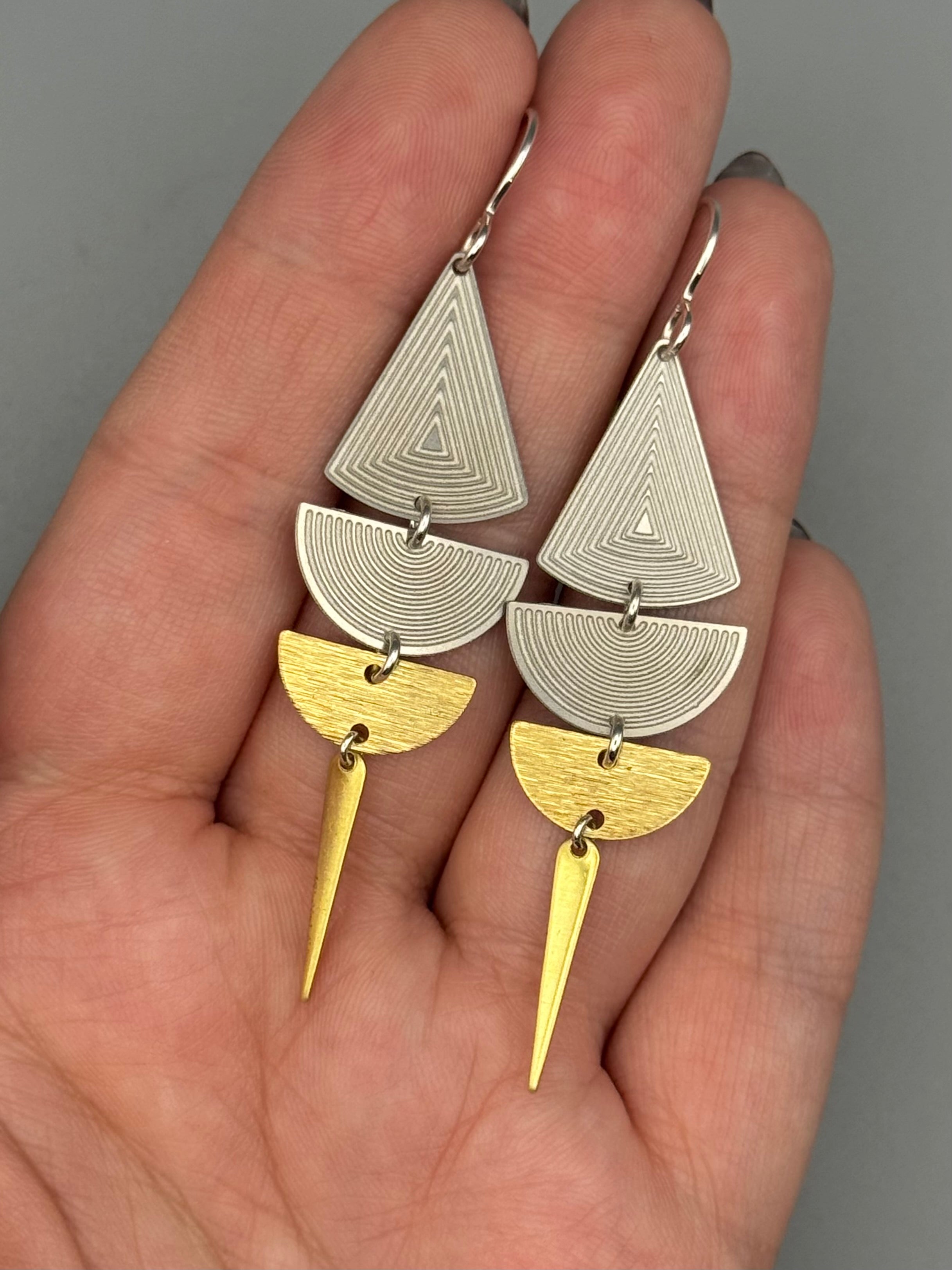 •SHAPE SHIFTER• mixed metal dangle earrings