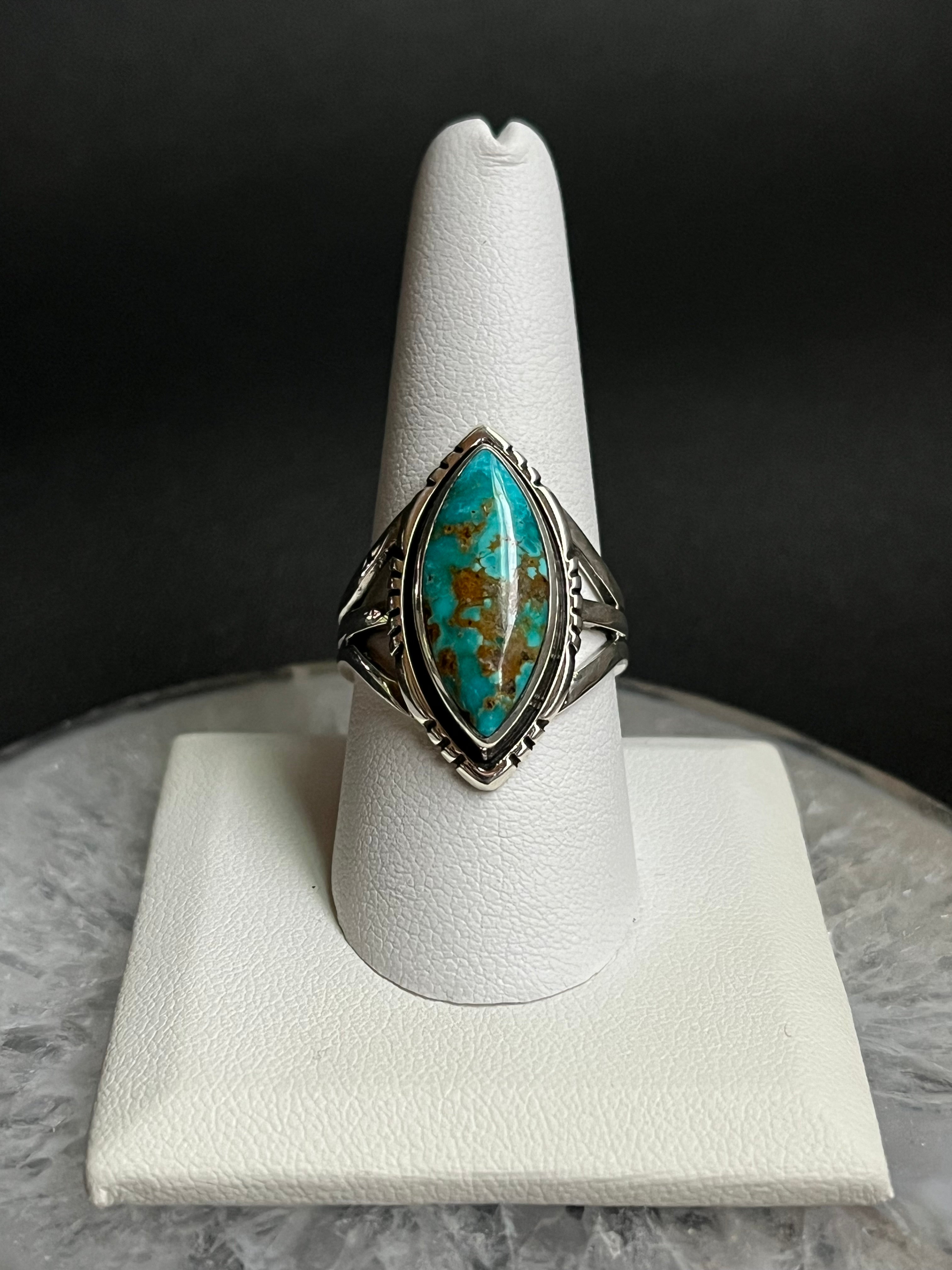 •SONORAN GOLD TURQUOISE• Navajo silver ring - size 9.75