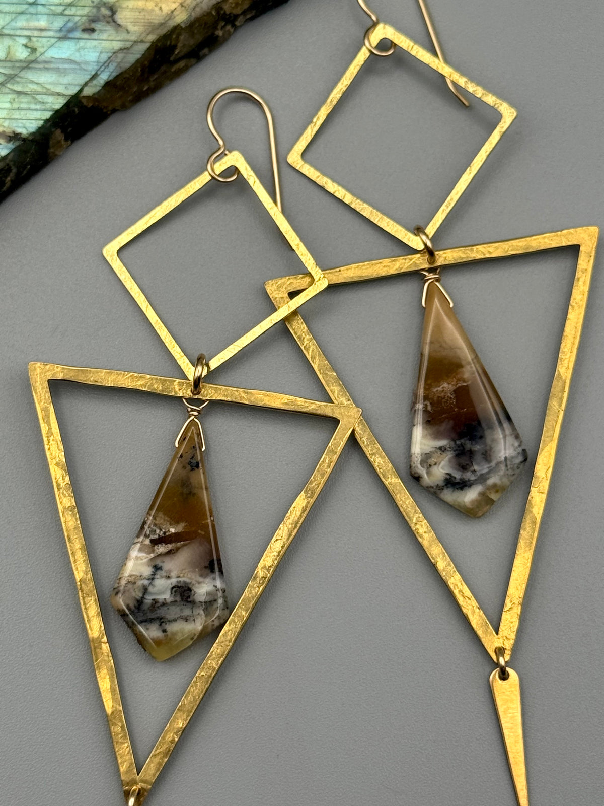 •YIELDING• dendritic opal kite + gold earrings