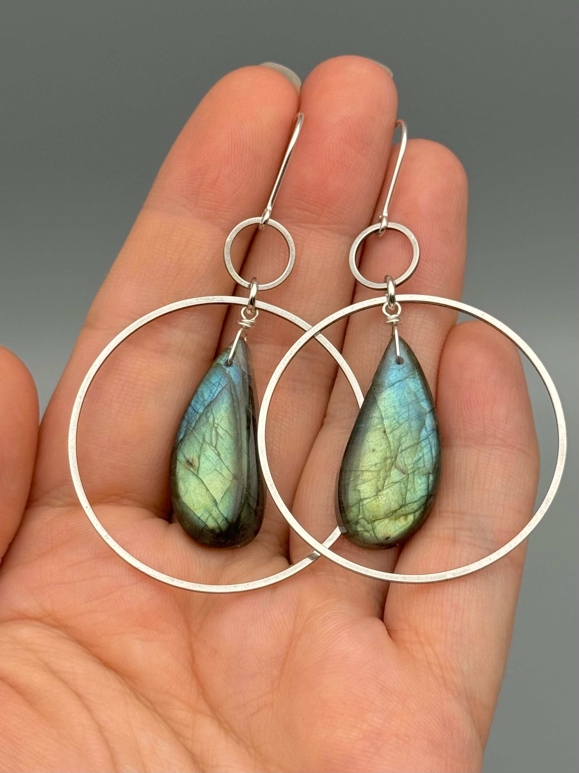 •EQUA-LUNA• labradorite wing + silver earrings