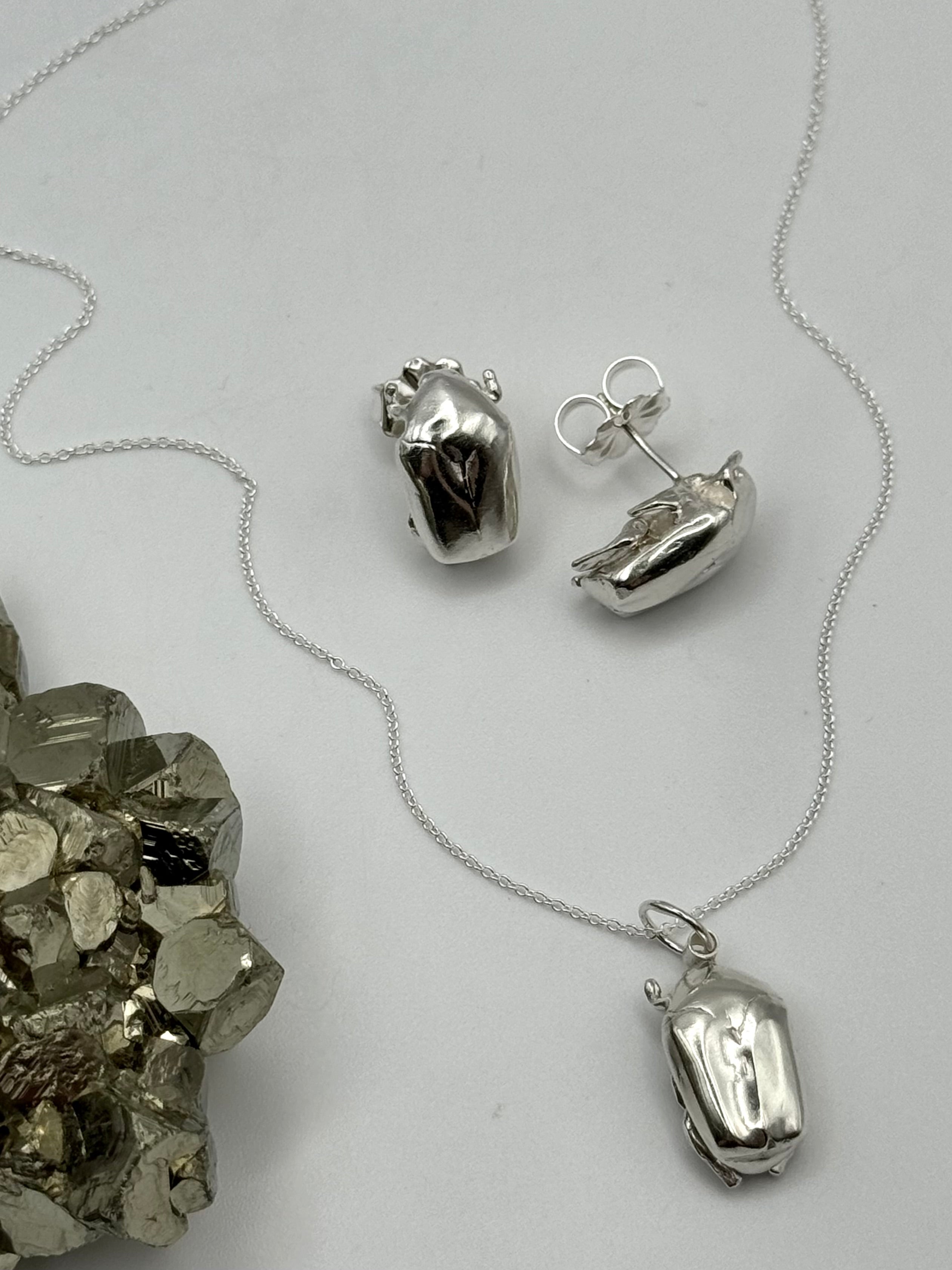 •JAPANESE BEETLE• sterling silver stud earrings