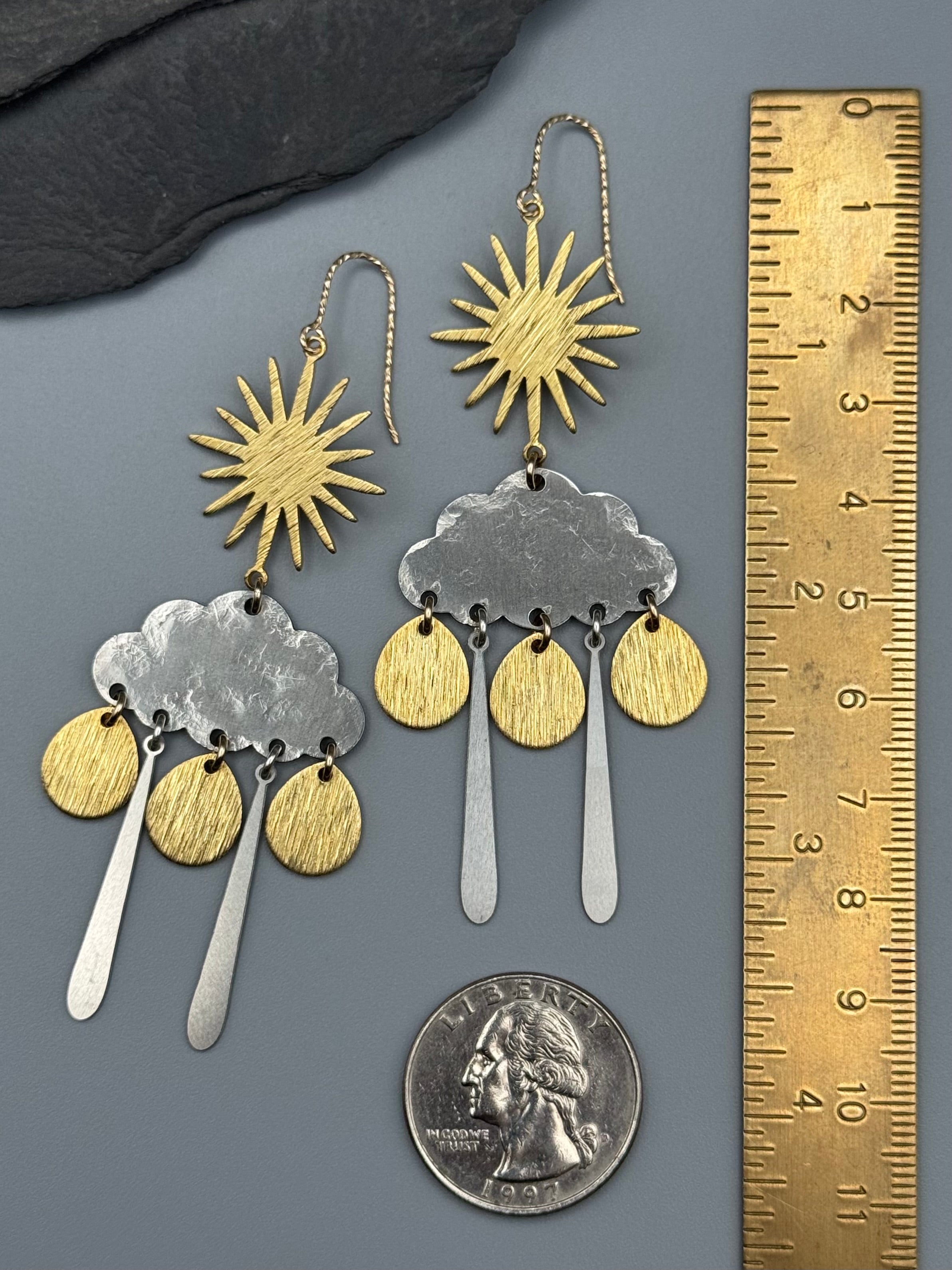 •SUN STORM• mixed metal dangle earrings
