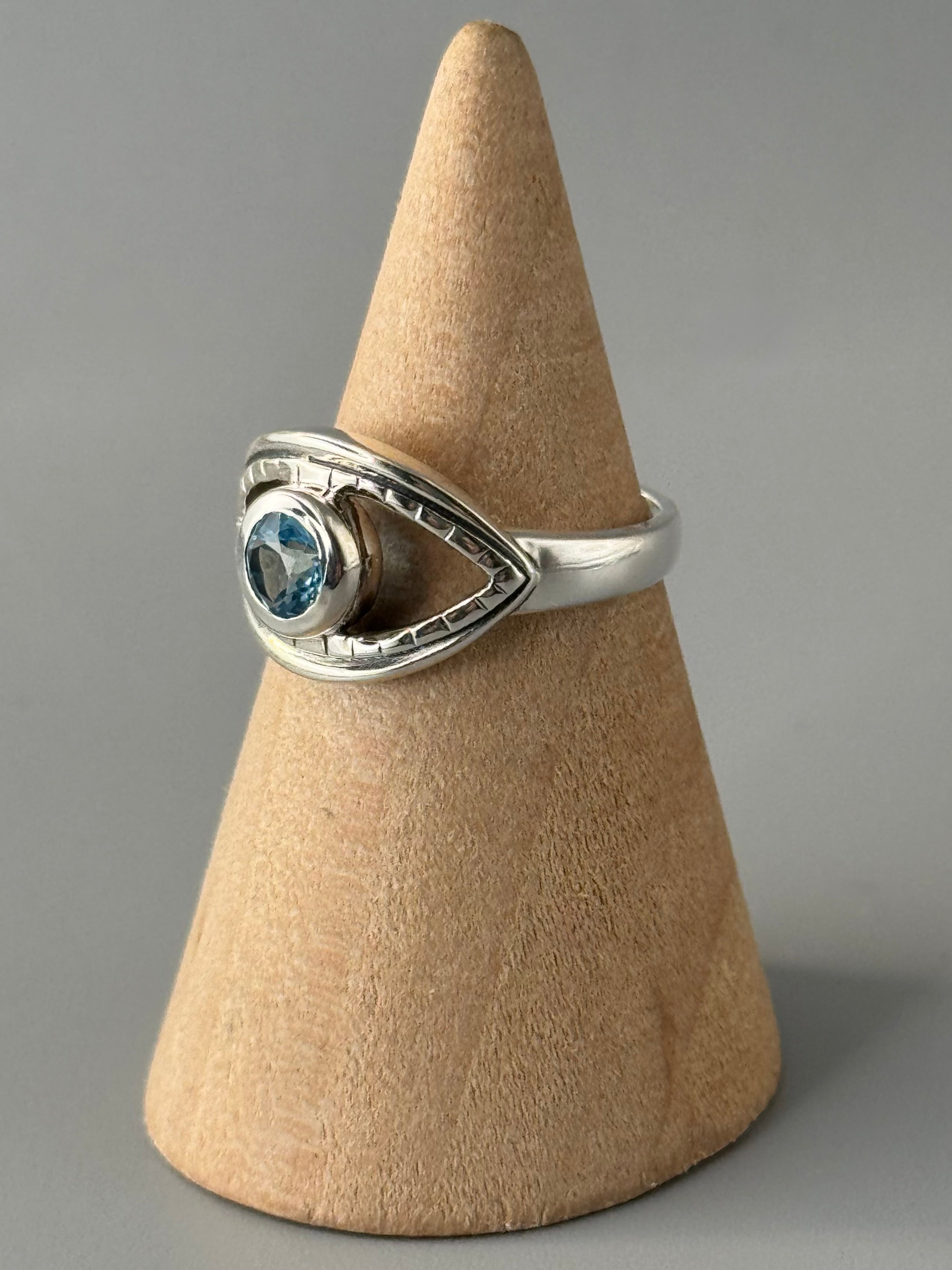 •BLUE TOPAZ - OCEAN EYES• sterling silver ring (various sizes)