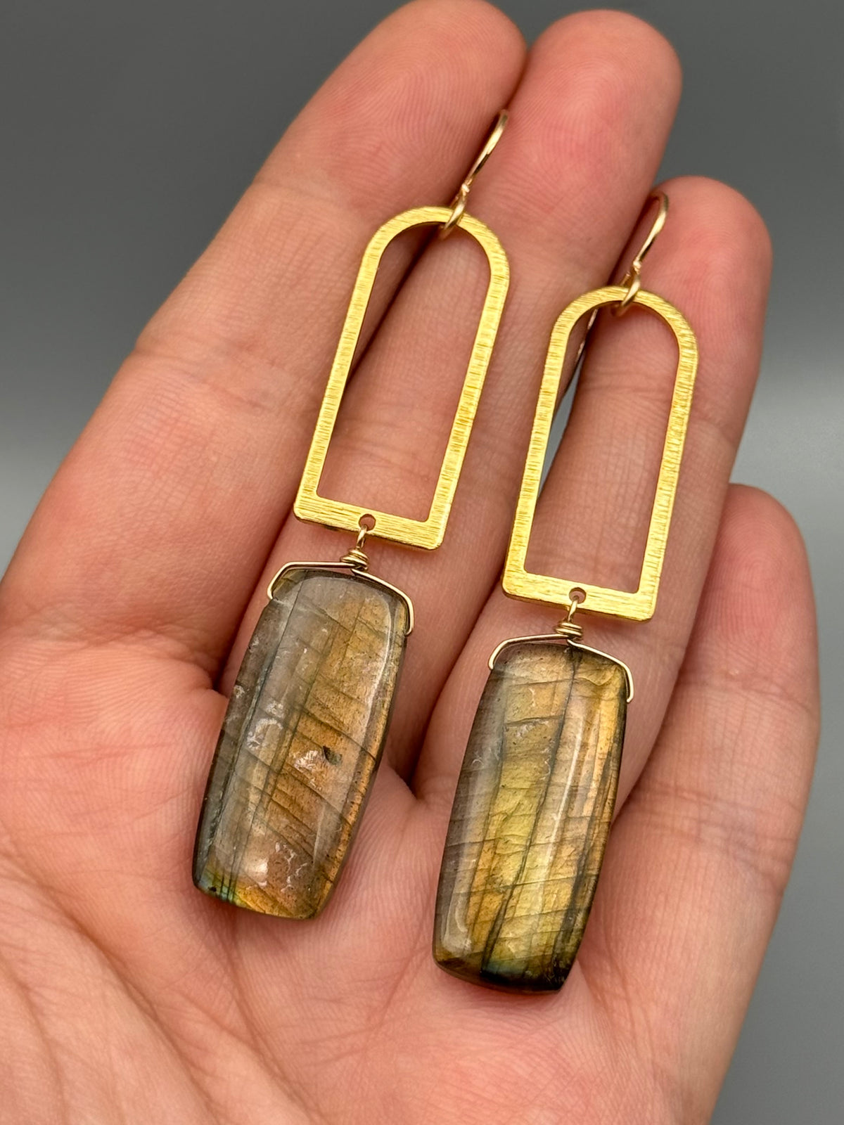 •PORTAL• golden labradorite + gold earrings