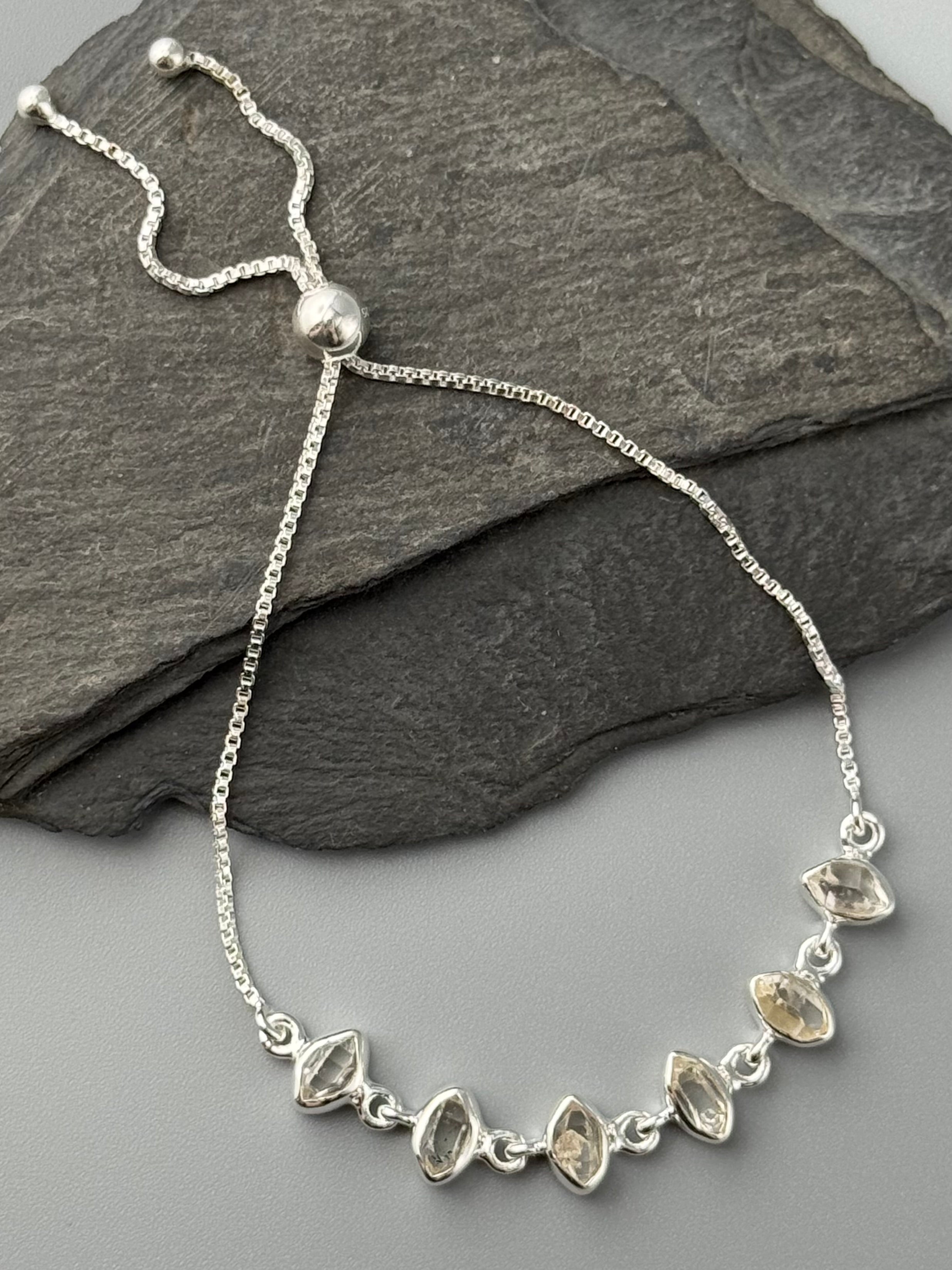 •HERKIMER DIAMOND• silver bolo bracelet (adj up to 9")