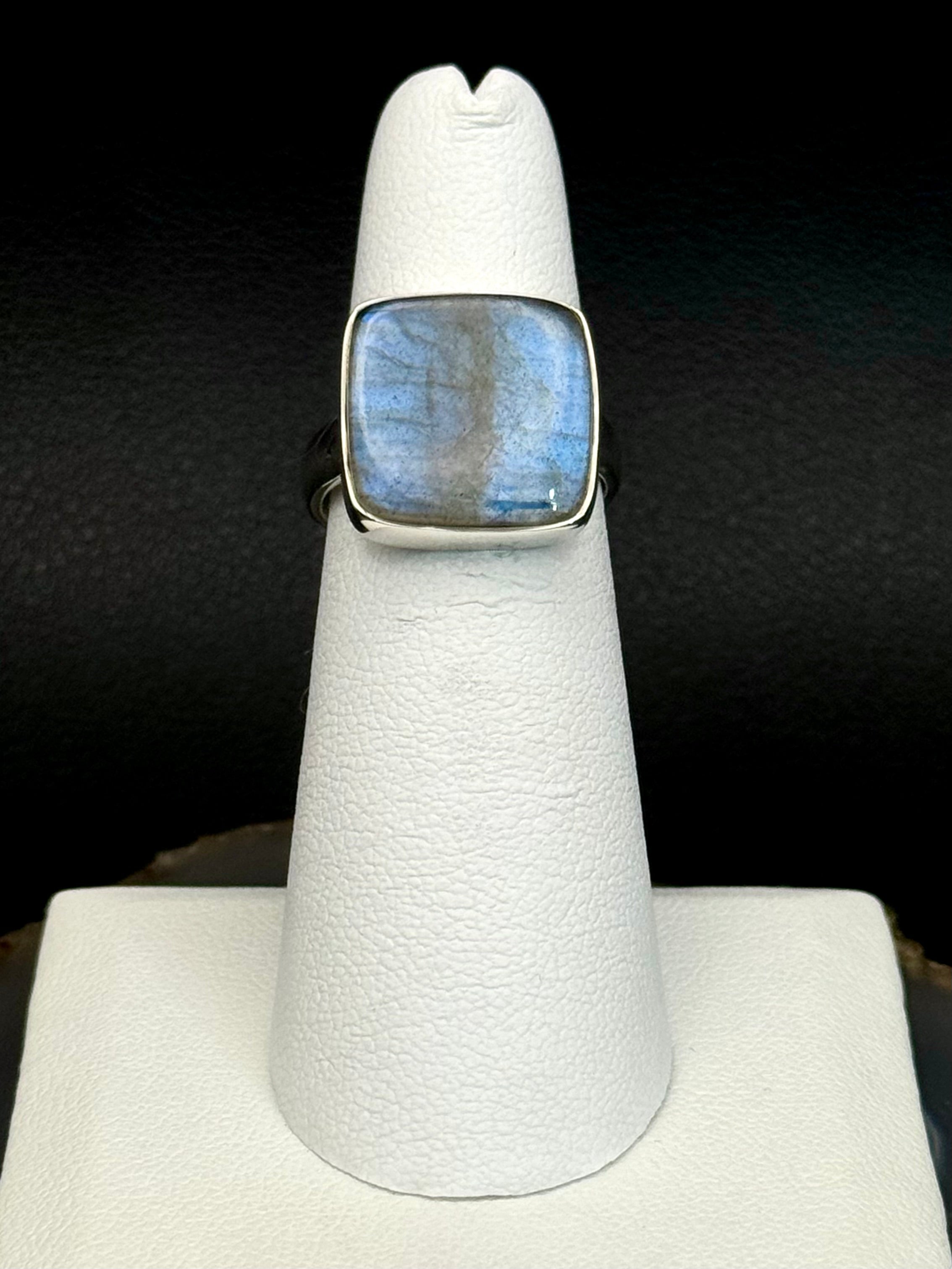 •LABRADORITE - LARGER SOFT SQUARE• silver ring (size 6)