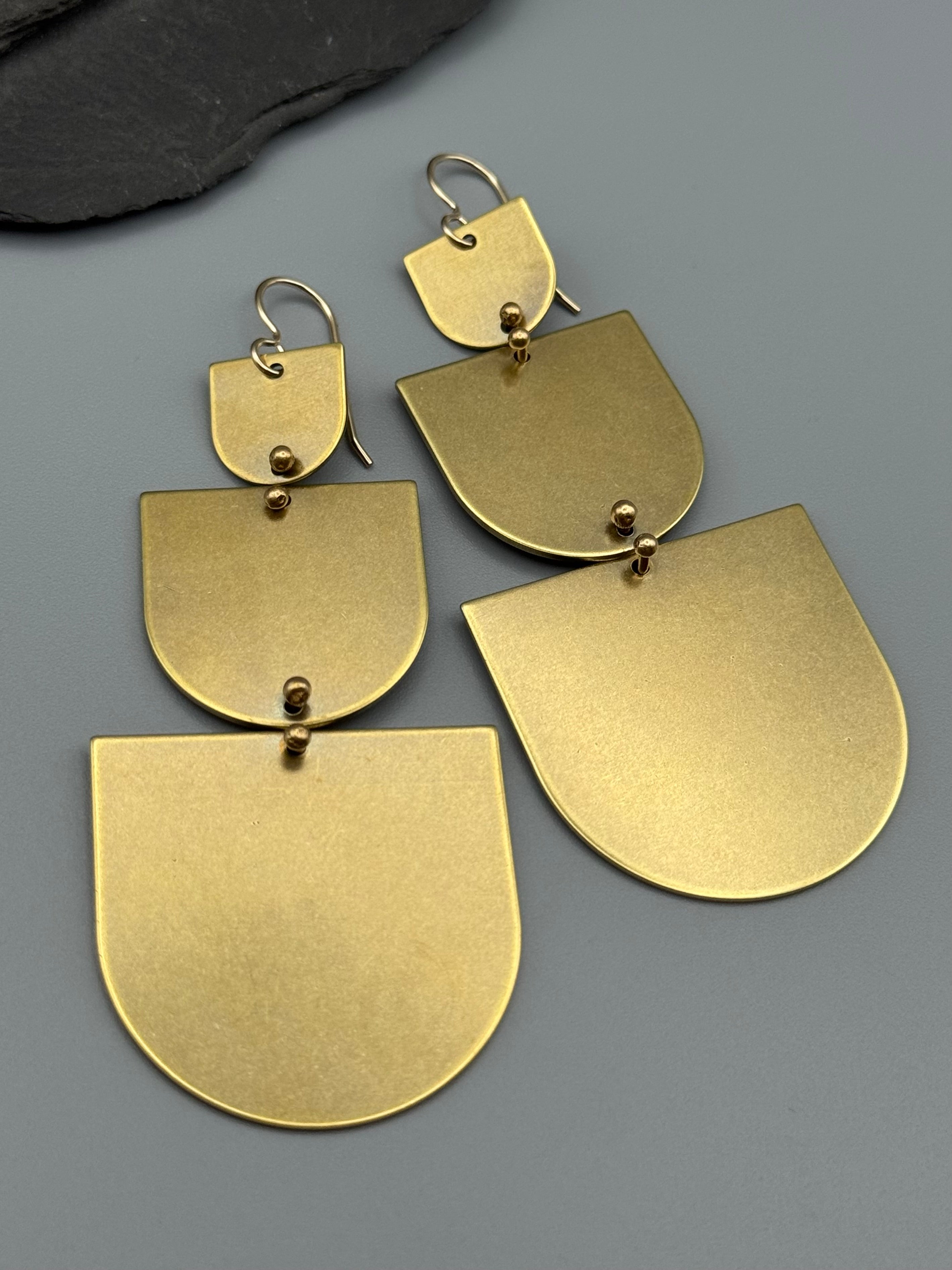 •THREE OF CUPS• gold dangle earrings