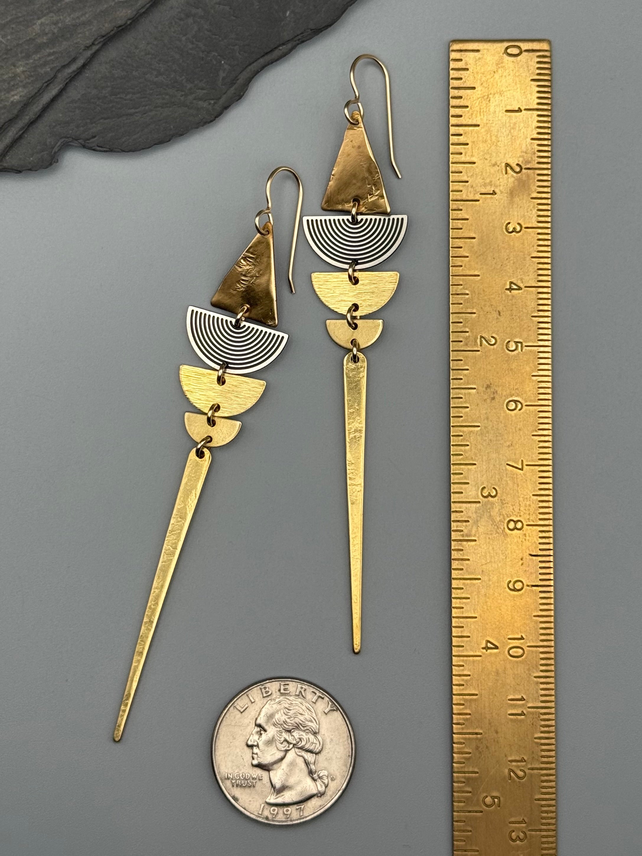 •SHAPE SHIFTER• mixed metal dangle earrings