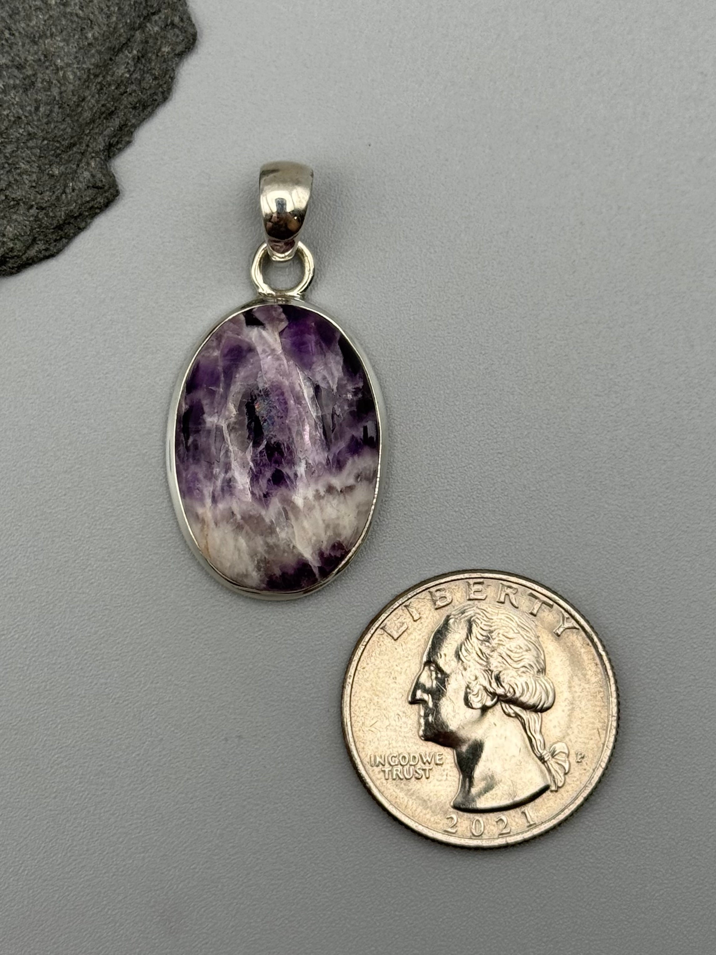 •CHEVRON AMETHYST - OVAL• sterling silver pendant