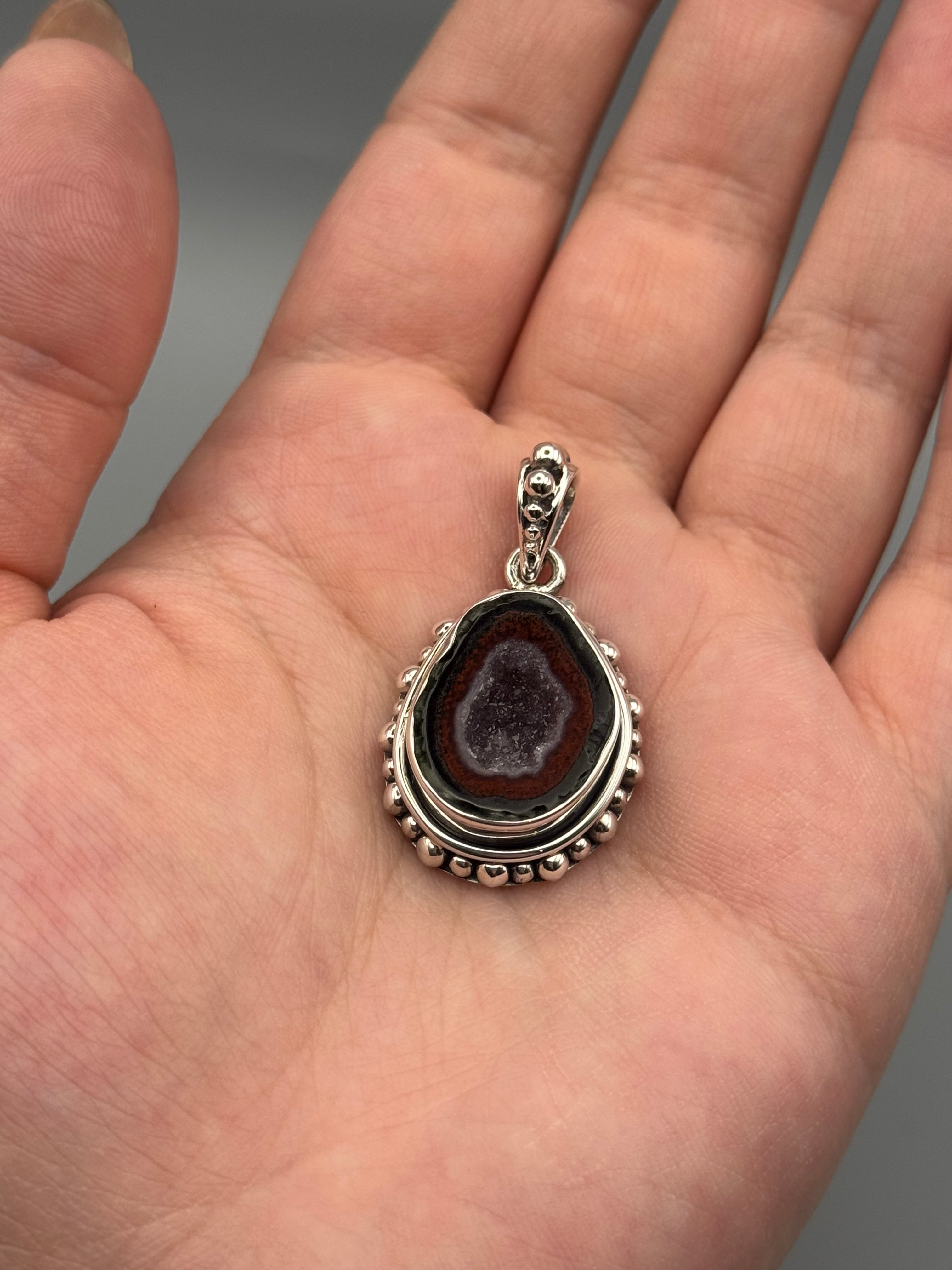 •COCONUT DRUZY - DOTTED FREEFORM 1• sterling silver pendant