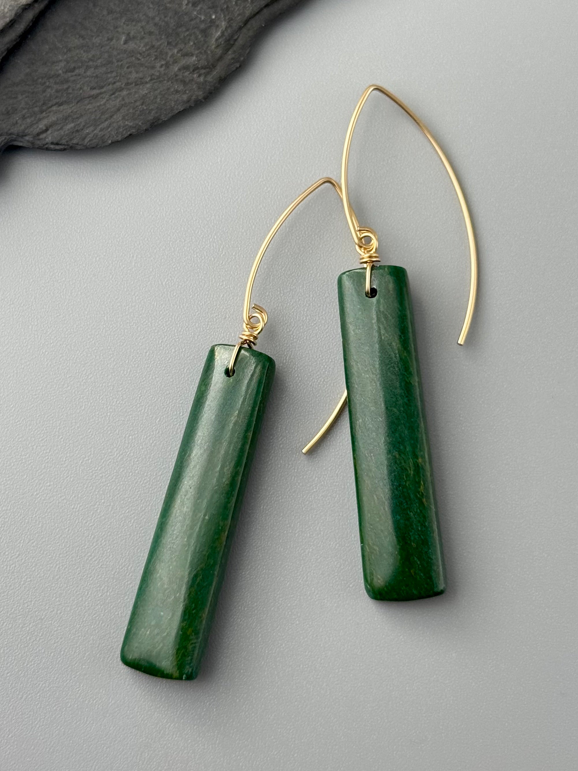•STRAY• new jade + gold earrings