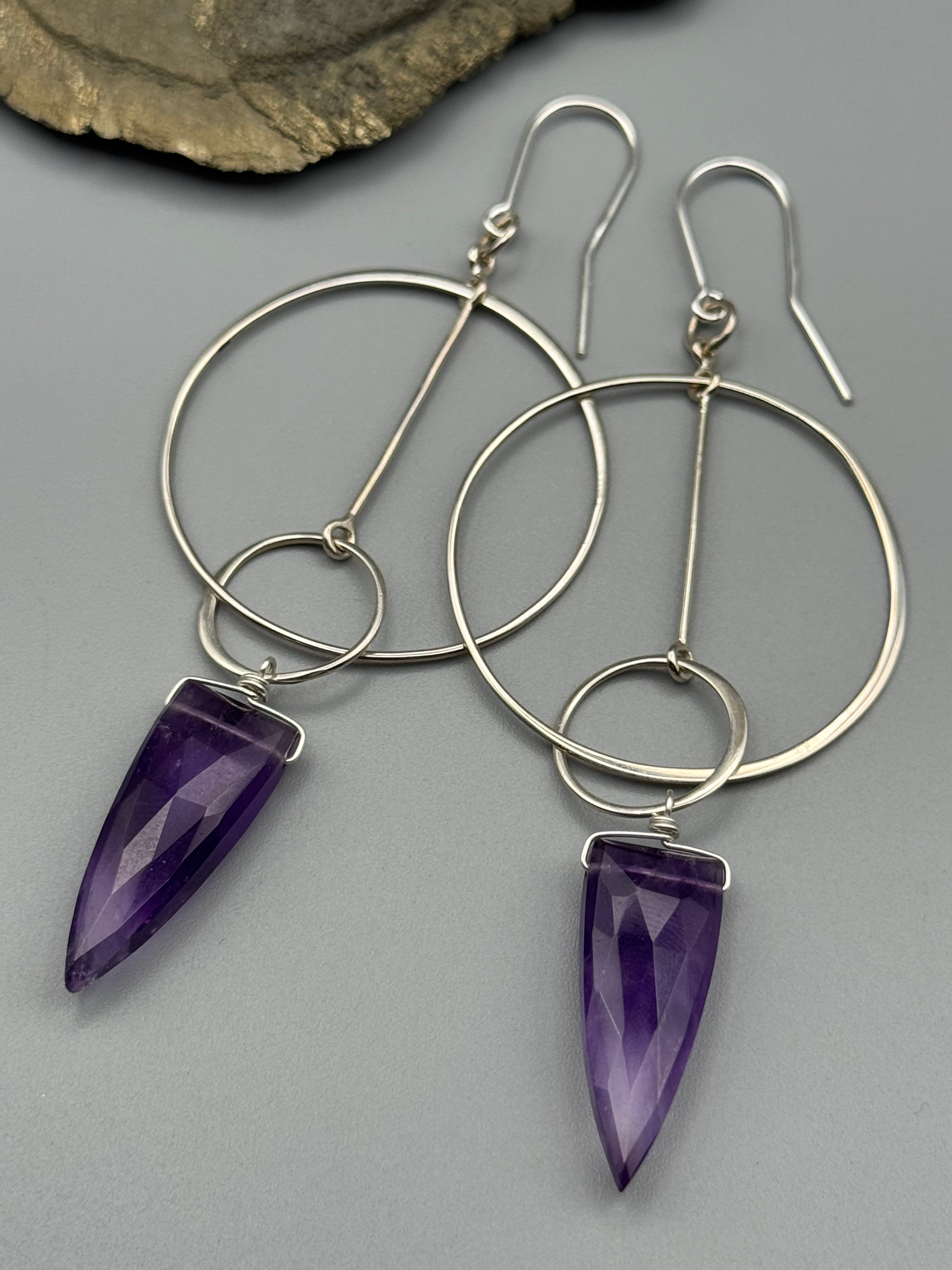 •LYRA• amethyst fang + silver earrings