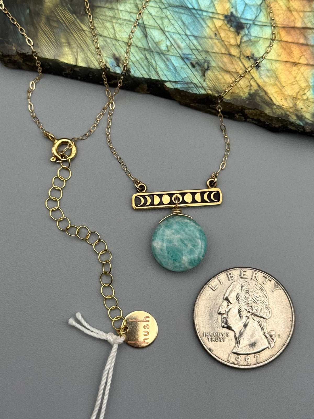 •NYX• amazonite + gold necklace (17"-19" long)