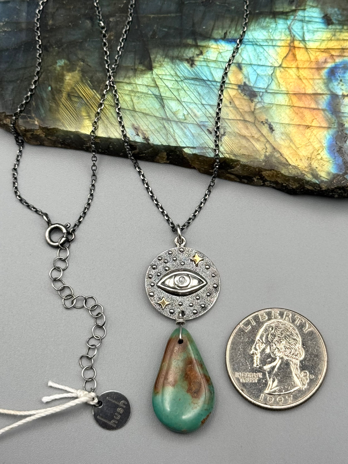 •INVOKE• turquoise + silver necklace (16"-18" long)