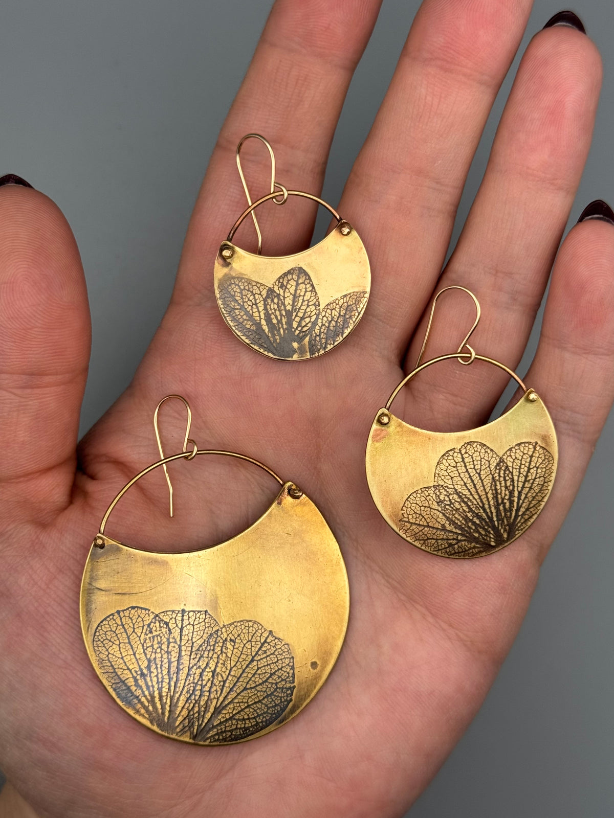 •HYDRANGEA CRESCENT• gold dangle earrings