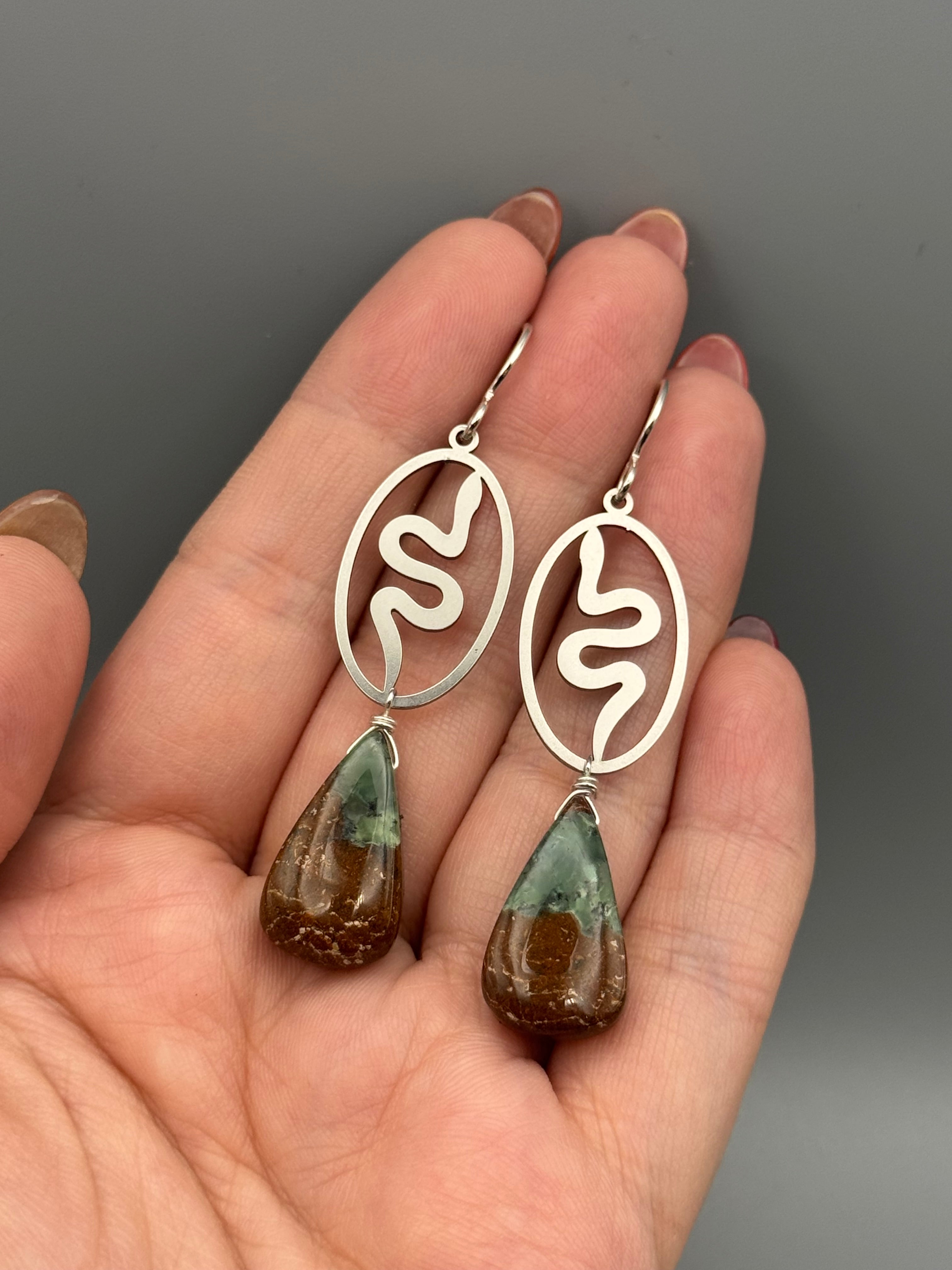 •SLITHER• chrysoprase + silver earrings