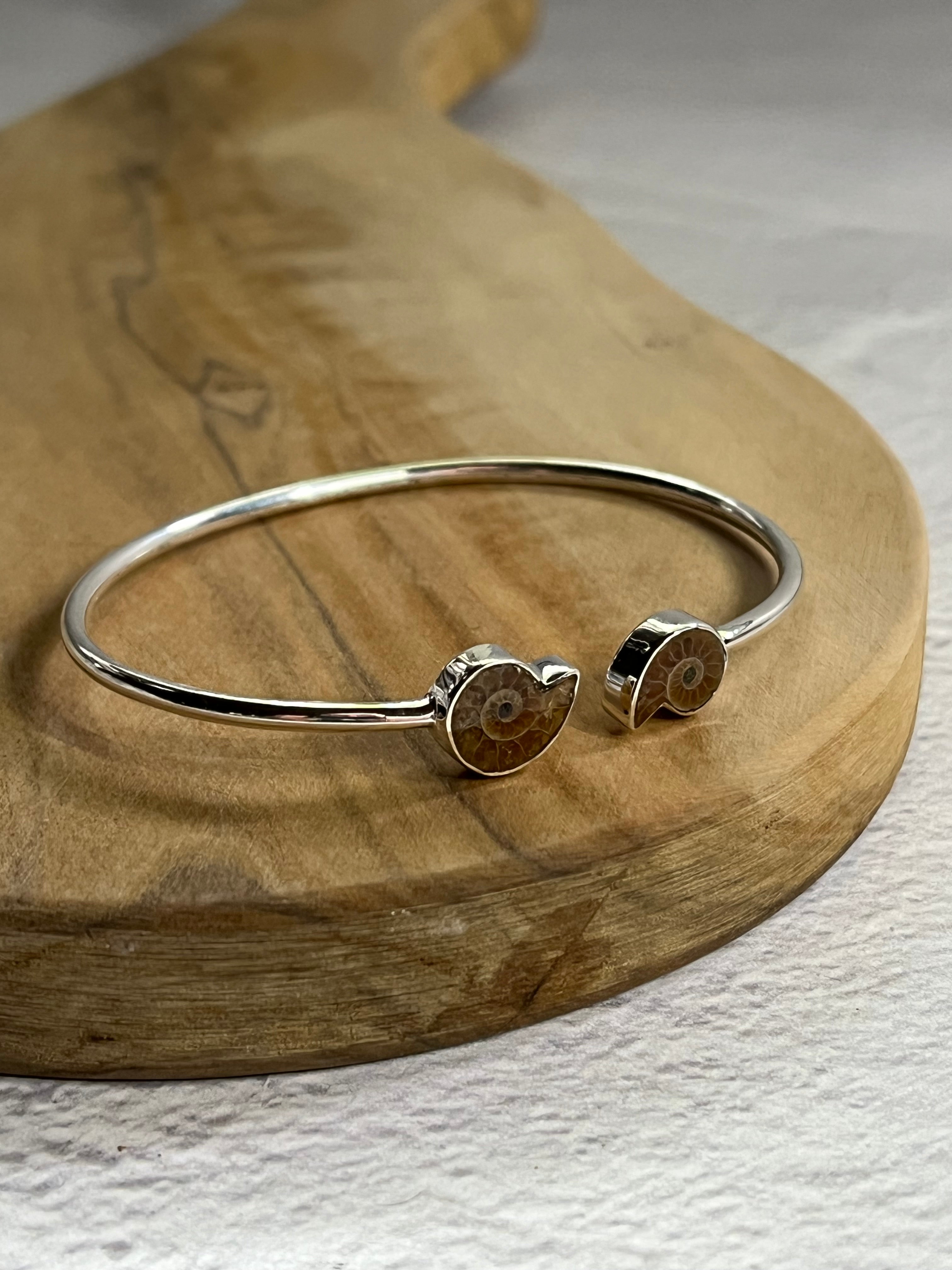 •MAMA + BABY• ammonite + silver twist-on cuff bracelet