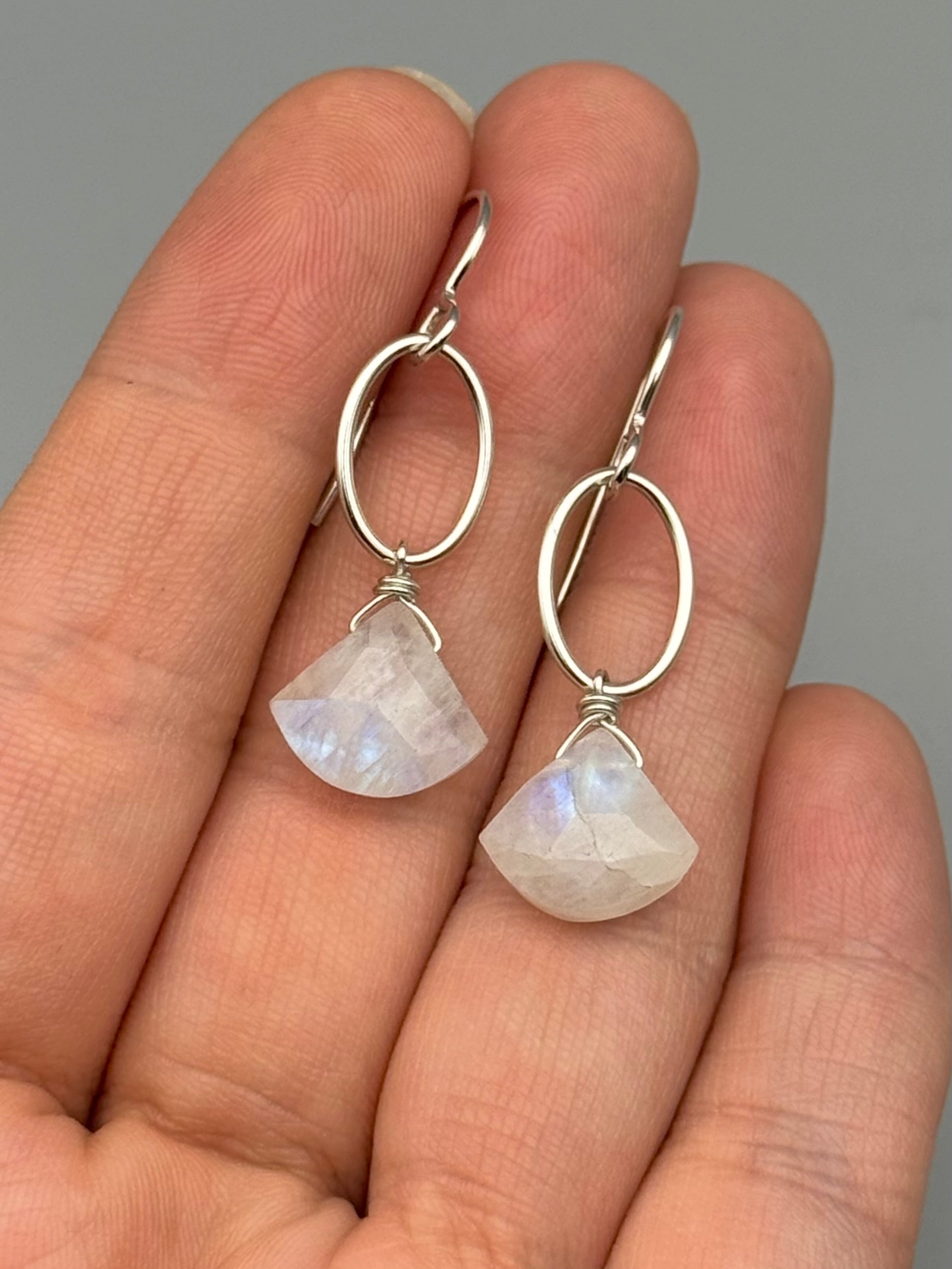 •LIL' IO• rainbow moonstone + silver earrings