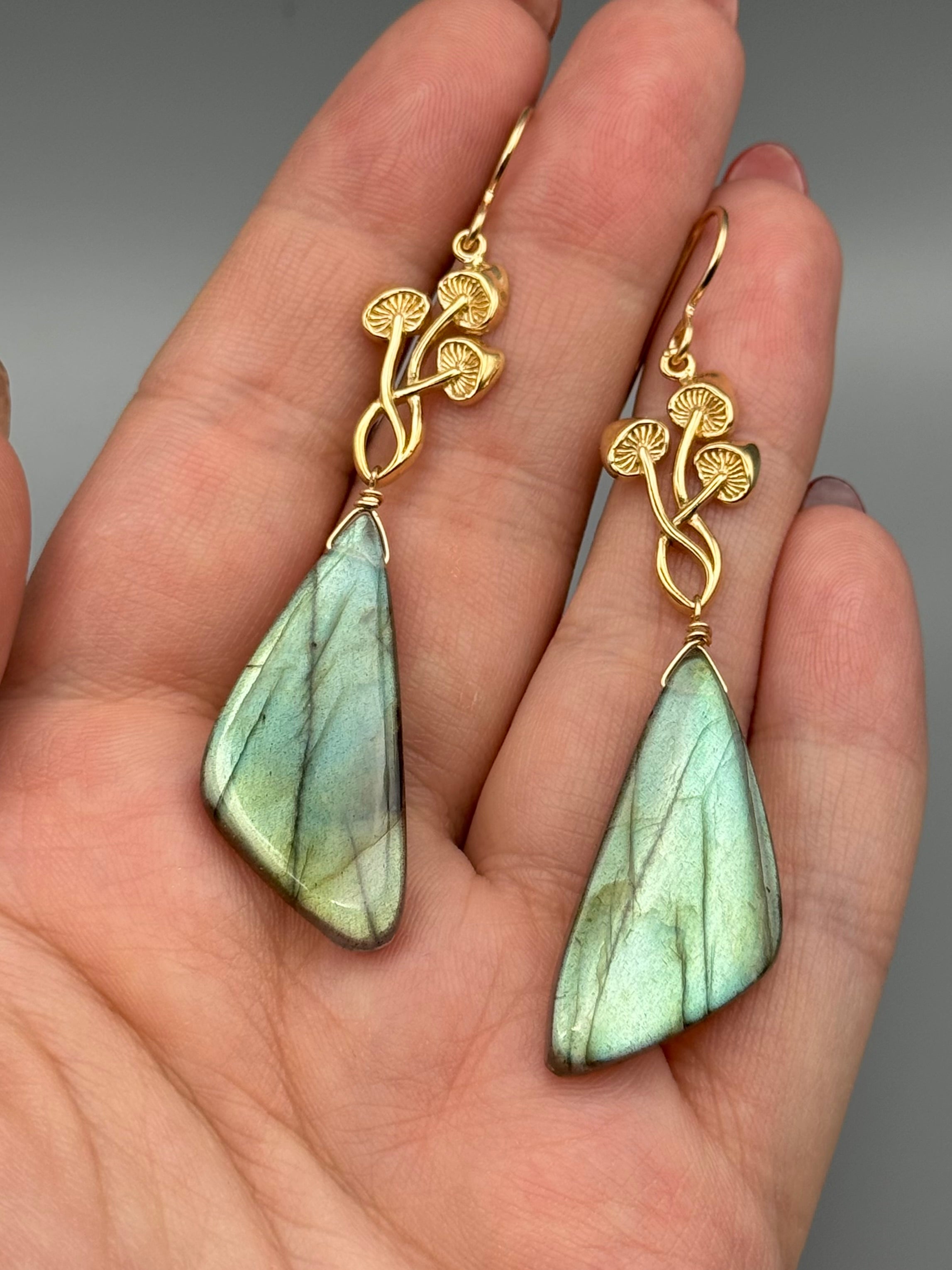 •FOREST FRIENDS• labradorite wing + gold earrings