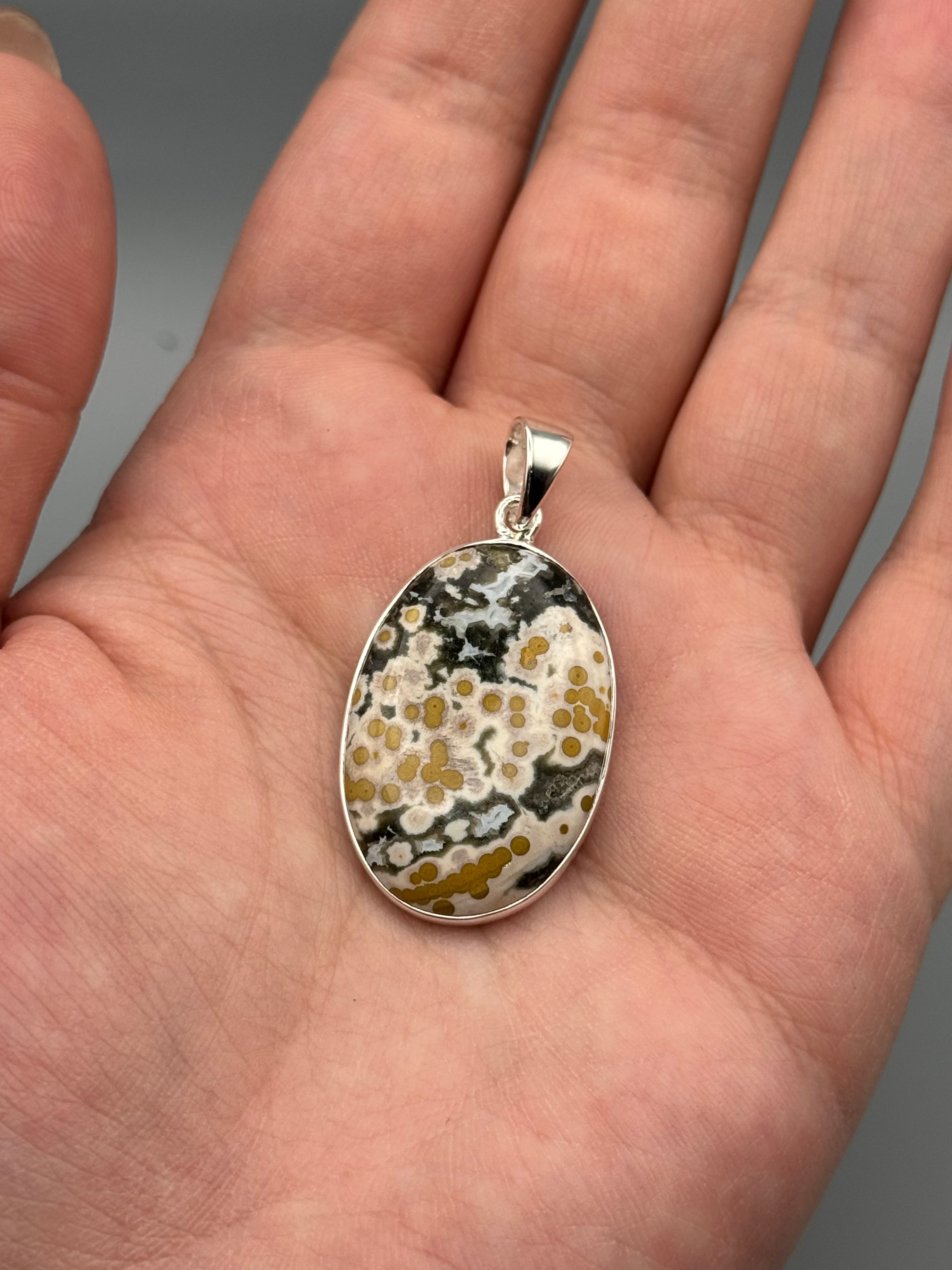 •OCEAN JASPER - OVAL• sterling silver pendant