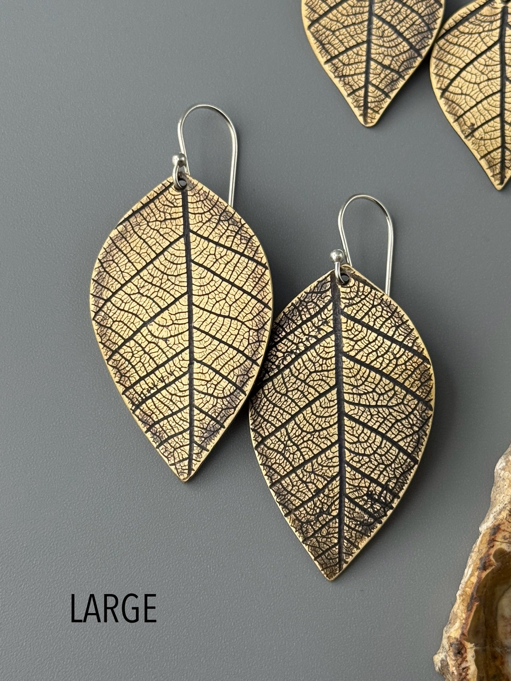•LEAF• mixed metal dangle earrings