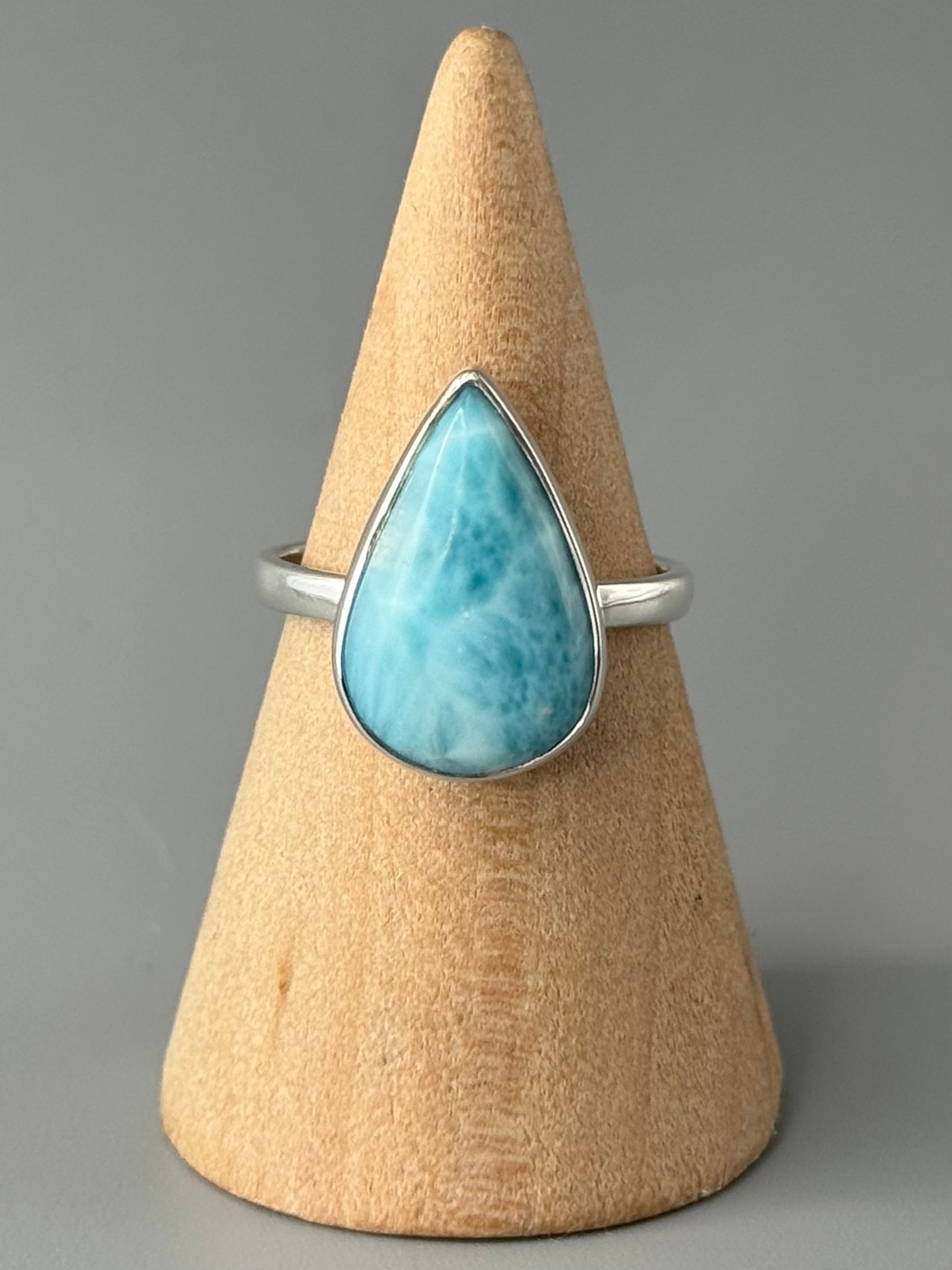 •LARIMAR - TEAR• sterling silver ring (size 8)