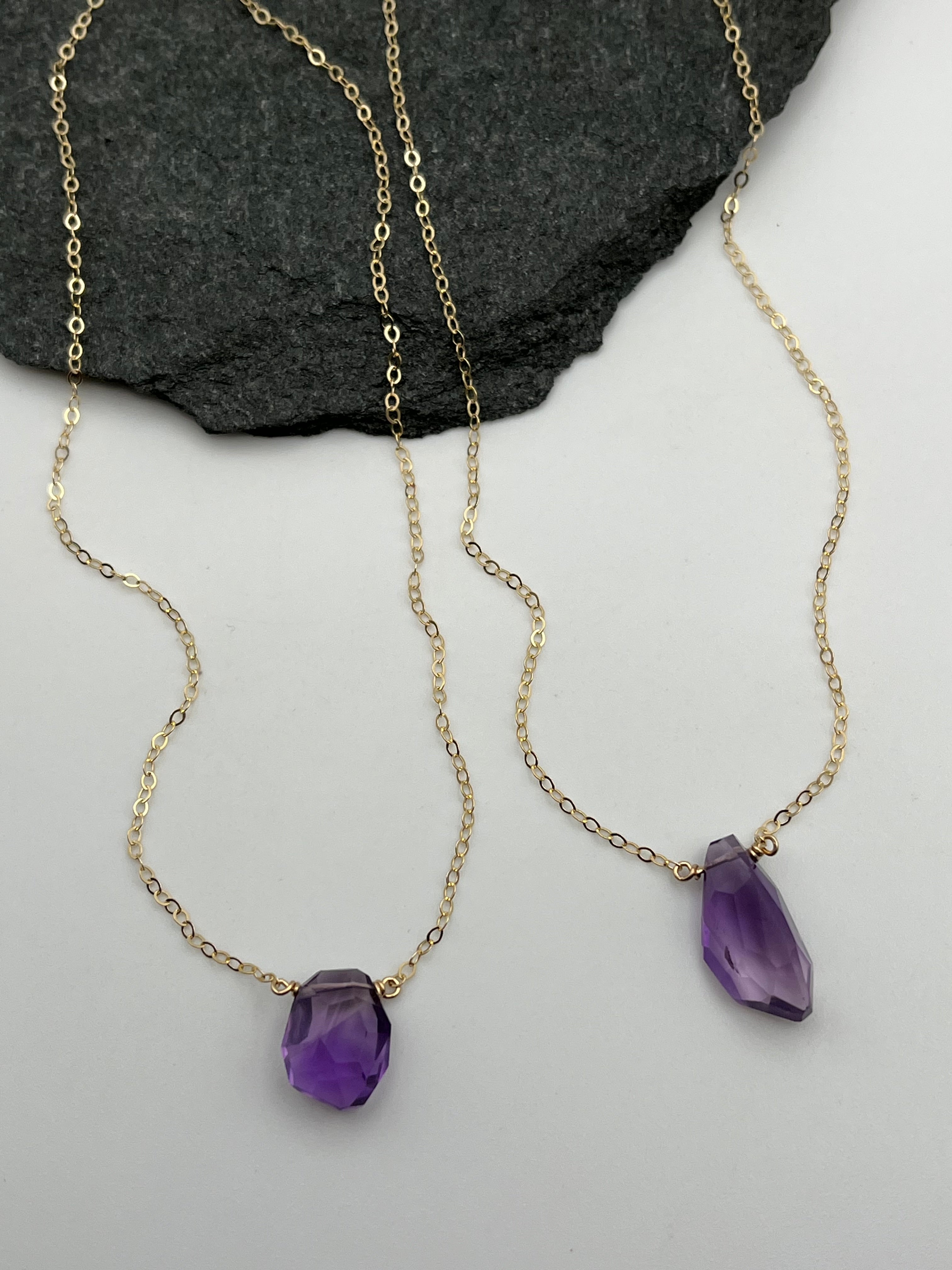 •STRAY• faceted ametrine + gold necklace