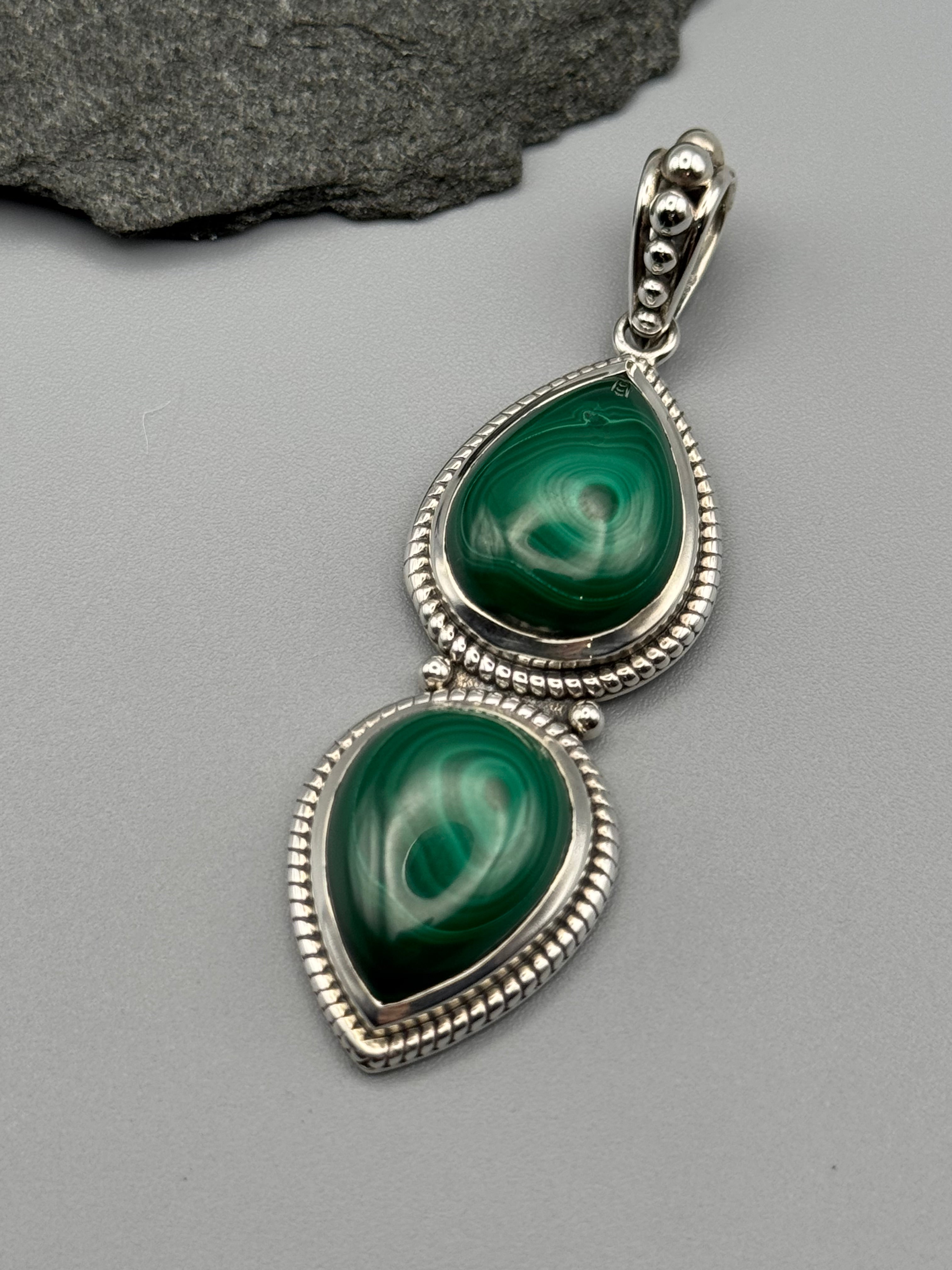 •MALACHITE - DUALITY• sterling silver pendant