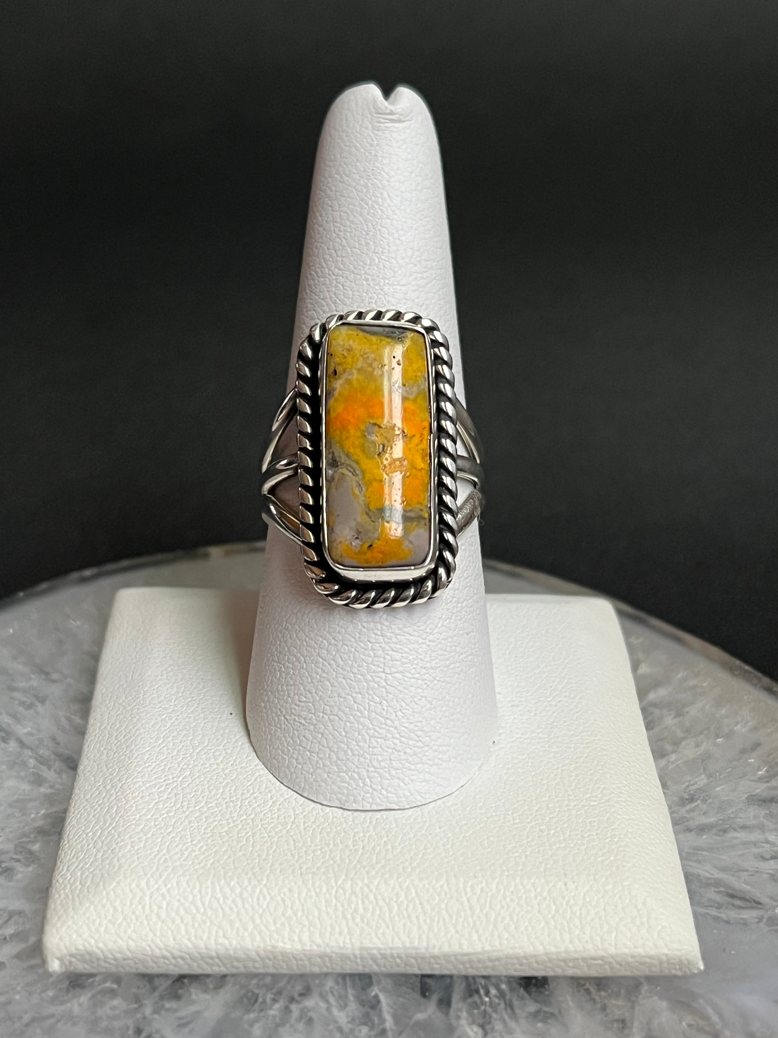 •BUMBLEBEE JASPER• Navajo silver ring - size 9