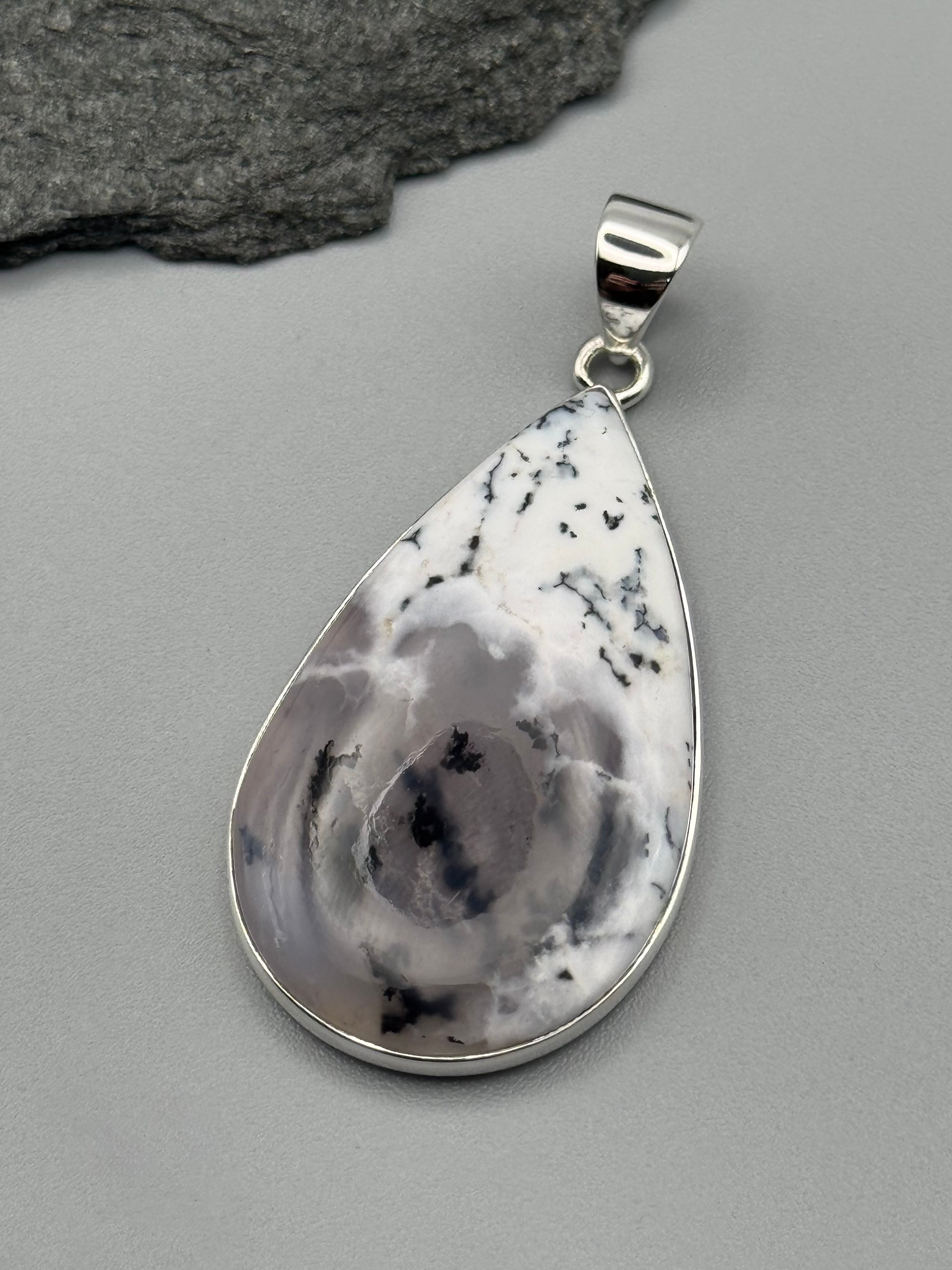 •DENDRITIC OPAL - TEAR 2• sterling silver pendant