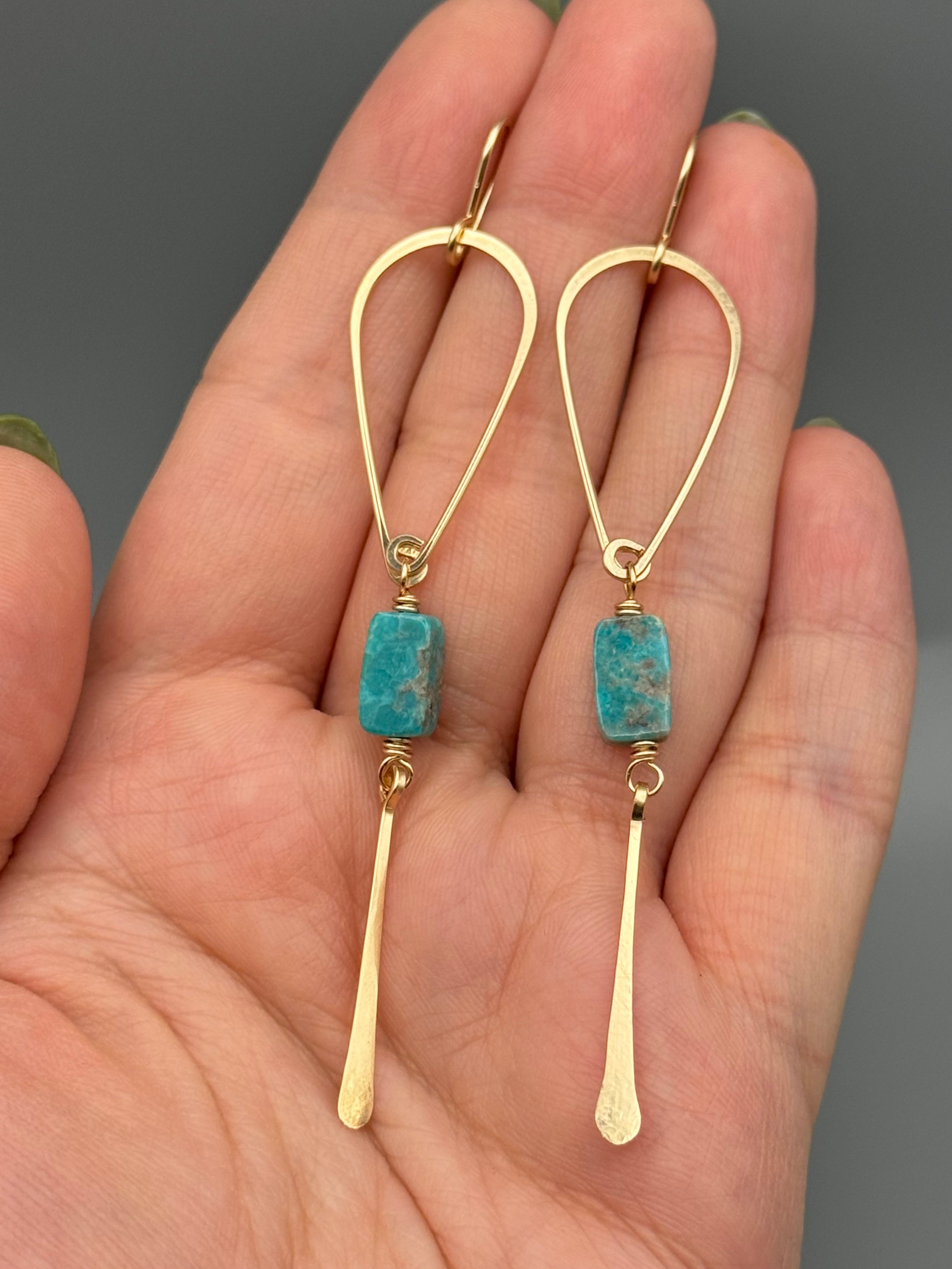 •DRIP• turquoise + gold dangle earrings