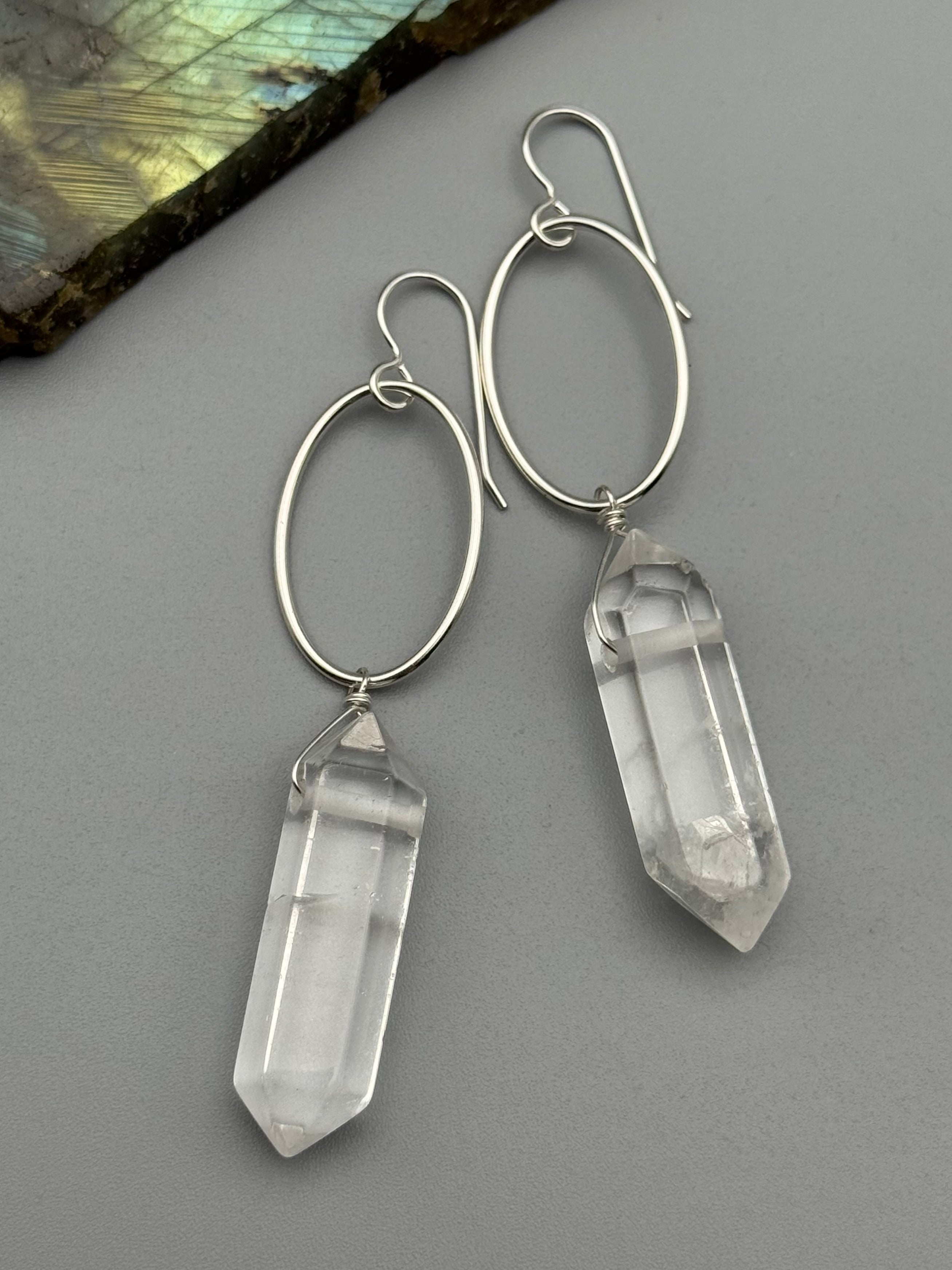 •IO• double terminated quartz + silver earrings