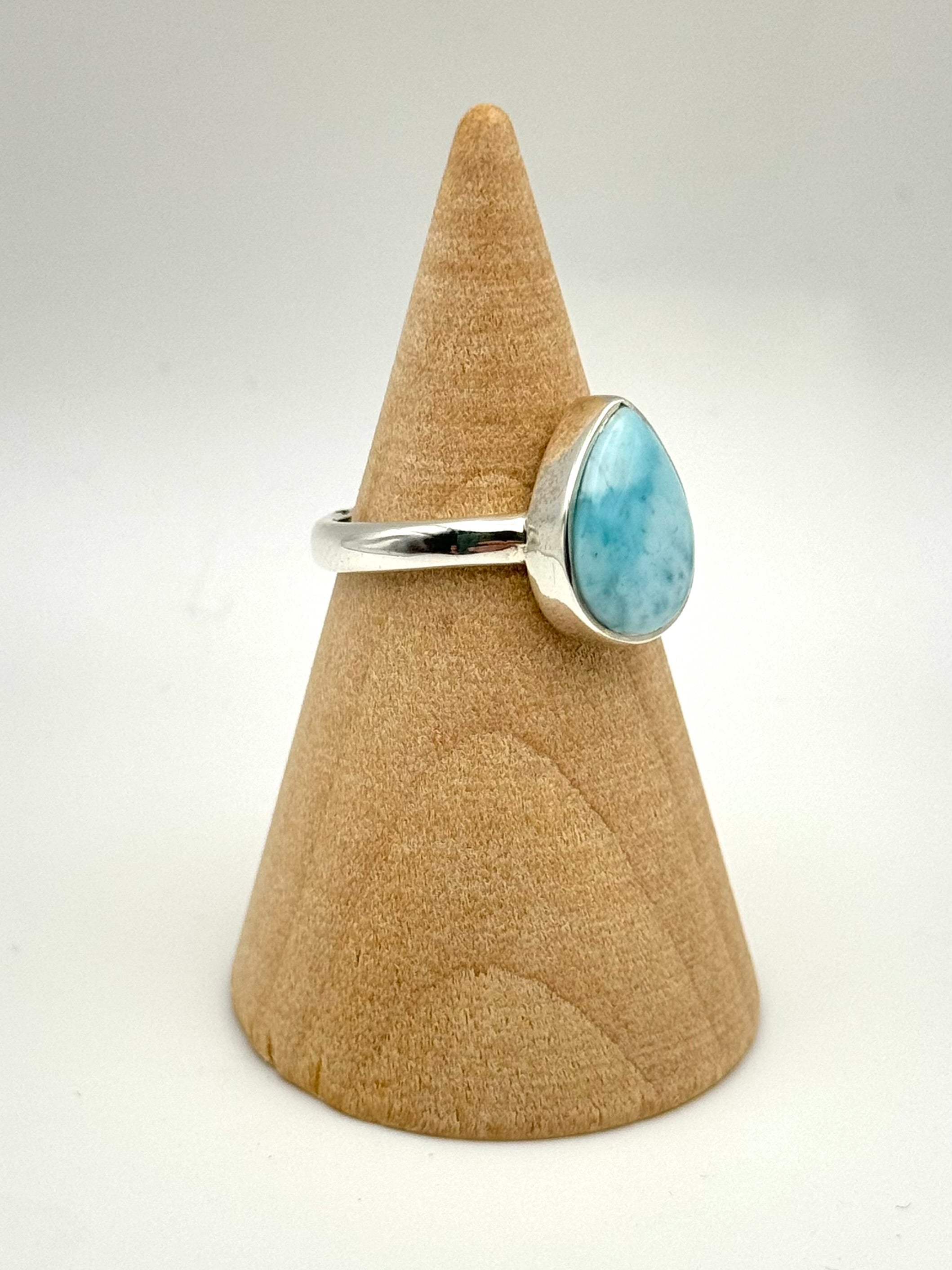 •LARIMAR - MEDIUM TEARDROP• silver ring (size 6.25)