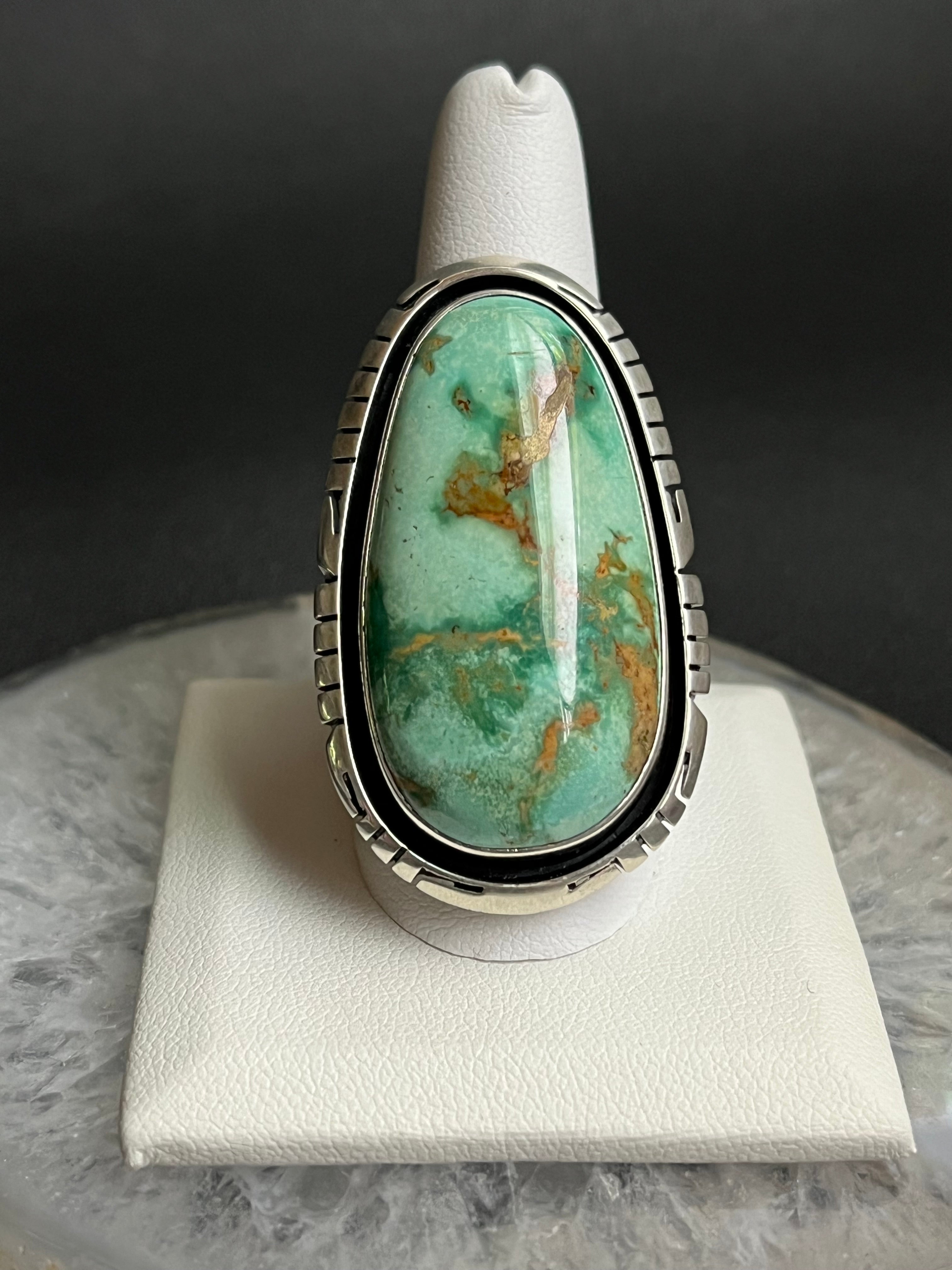 •SONORAN GOLD TURQUOISE• Navajo silver ring - size 10.25