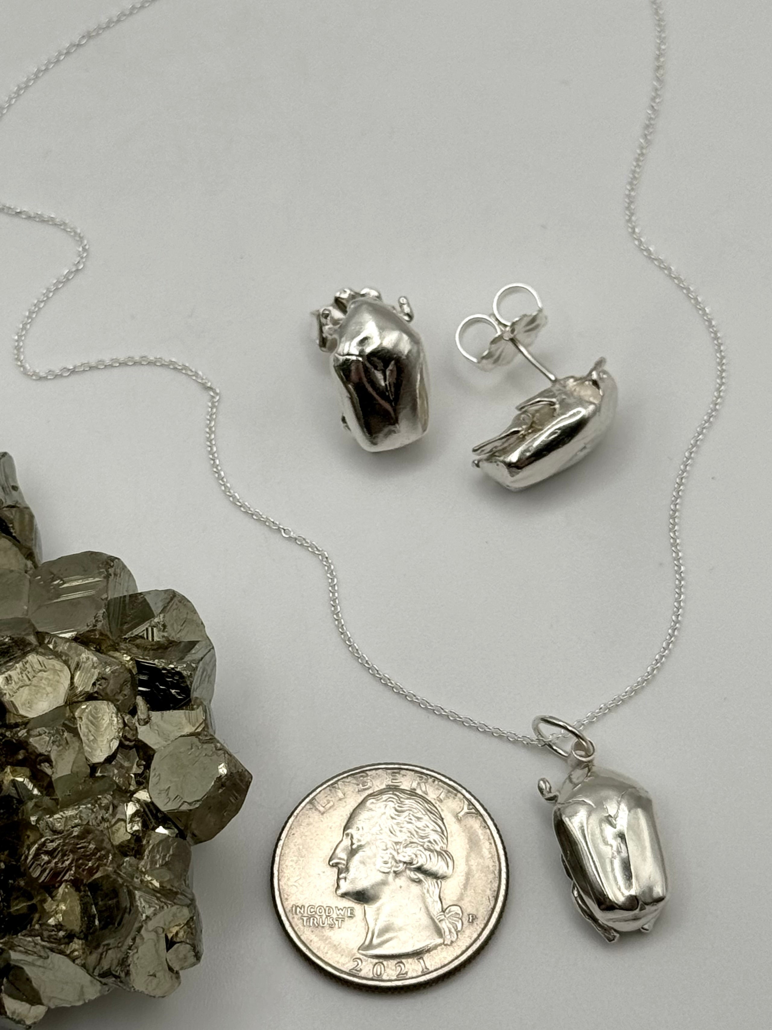 •JAPANESE BEETLE• sterling silver stud earrings