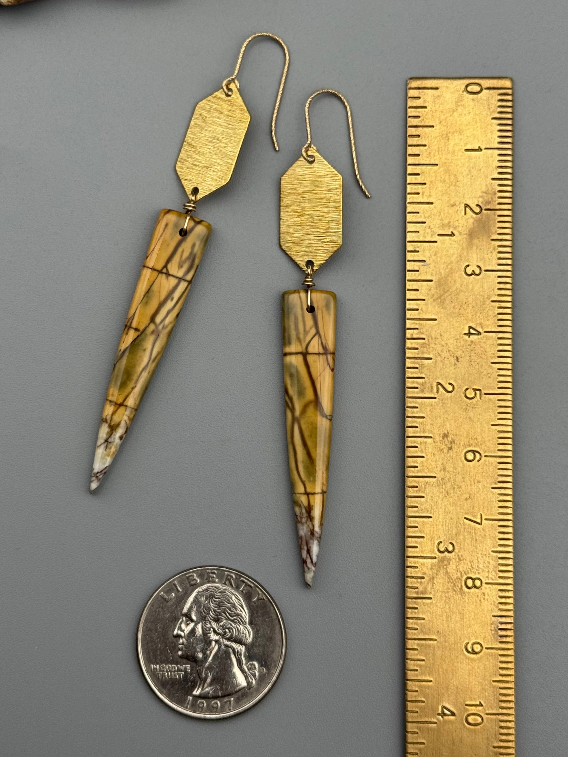 •HEXED• red creek jasper + gold earrings