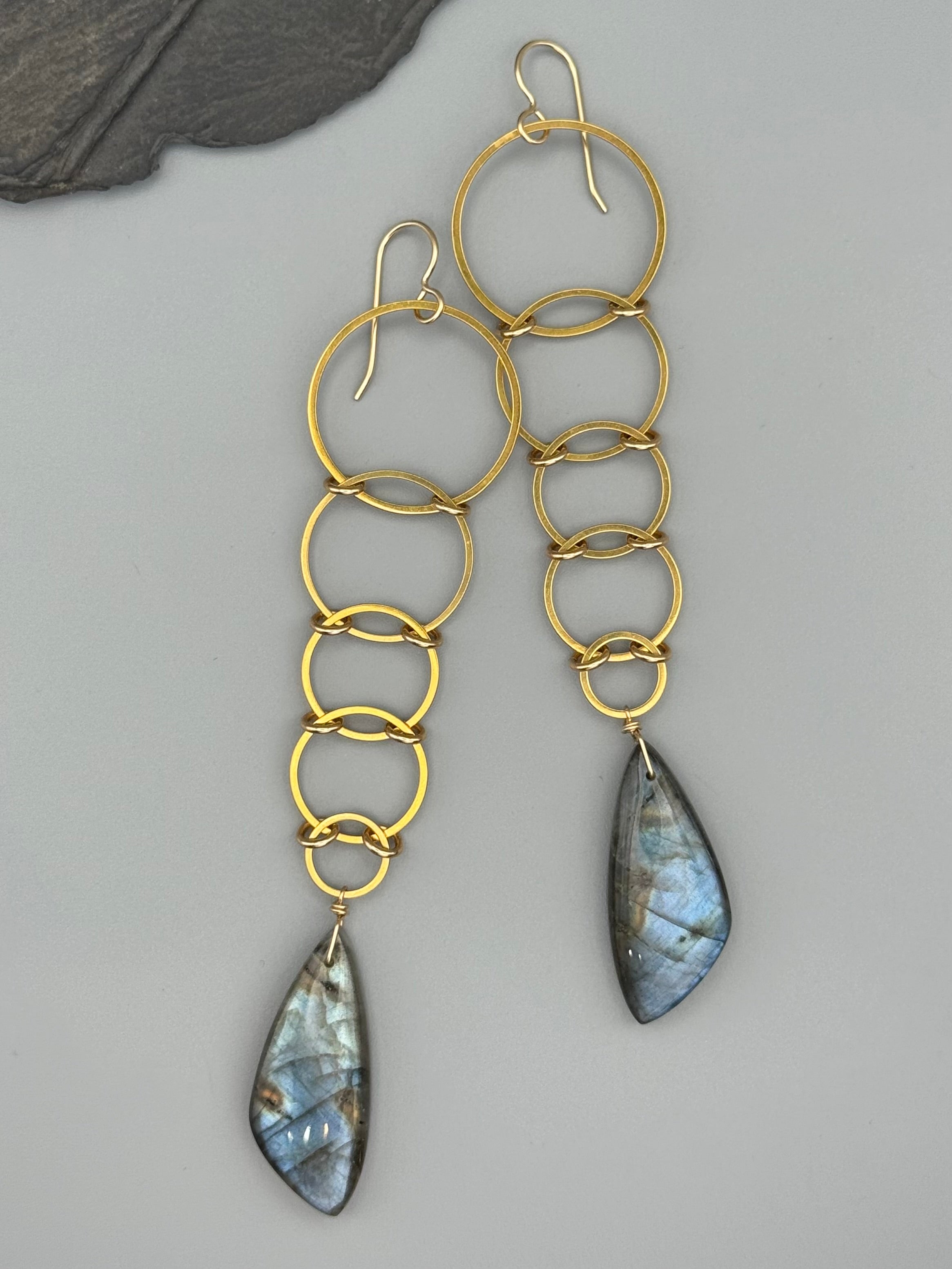 •EOWYN• labradorite wing + gold earrings