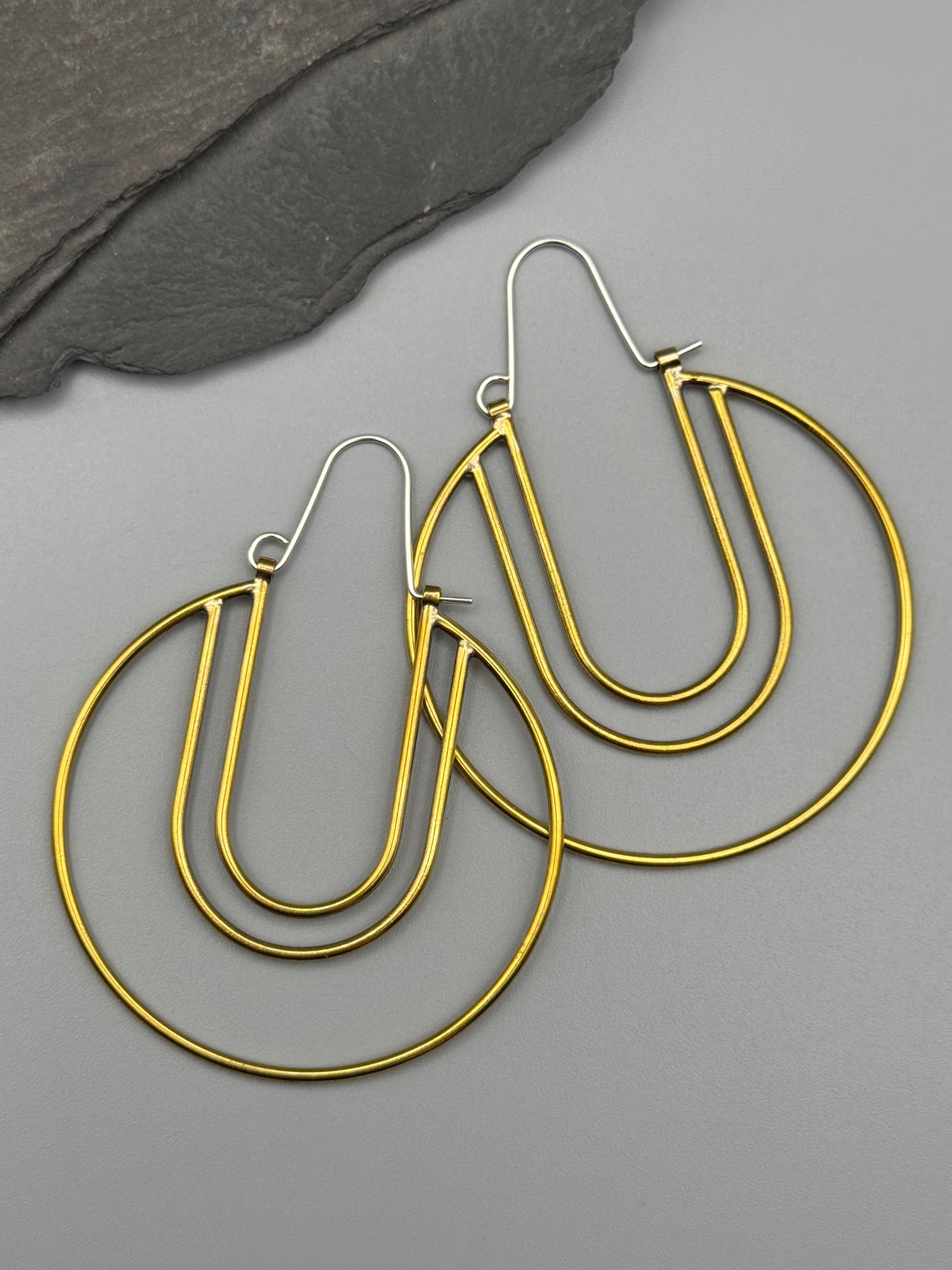•CRESCENT YOU• brass hoop earrings