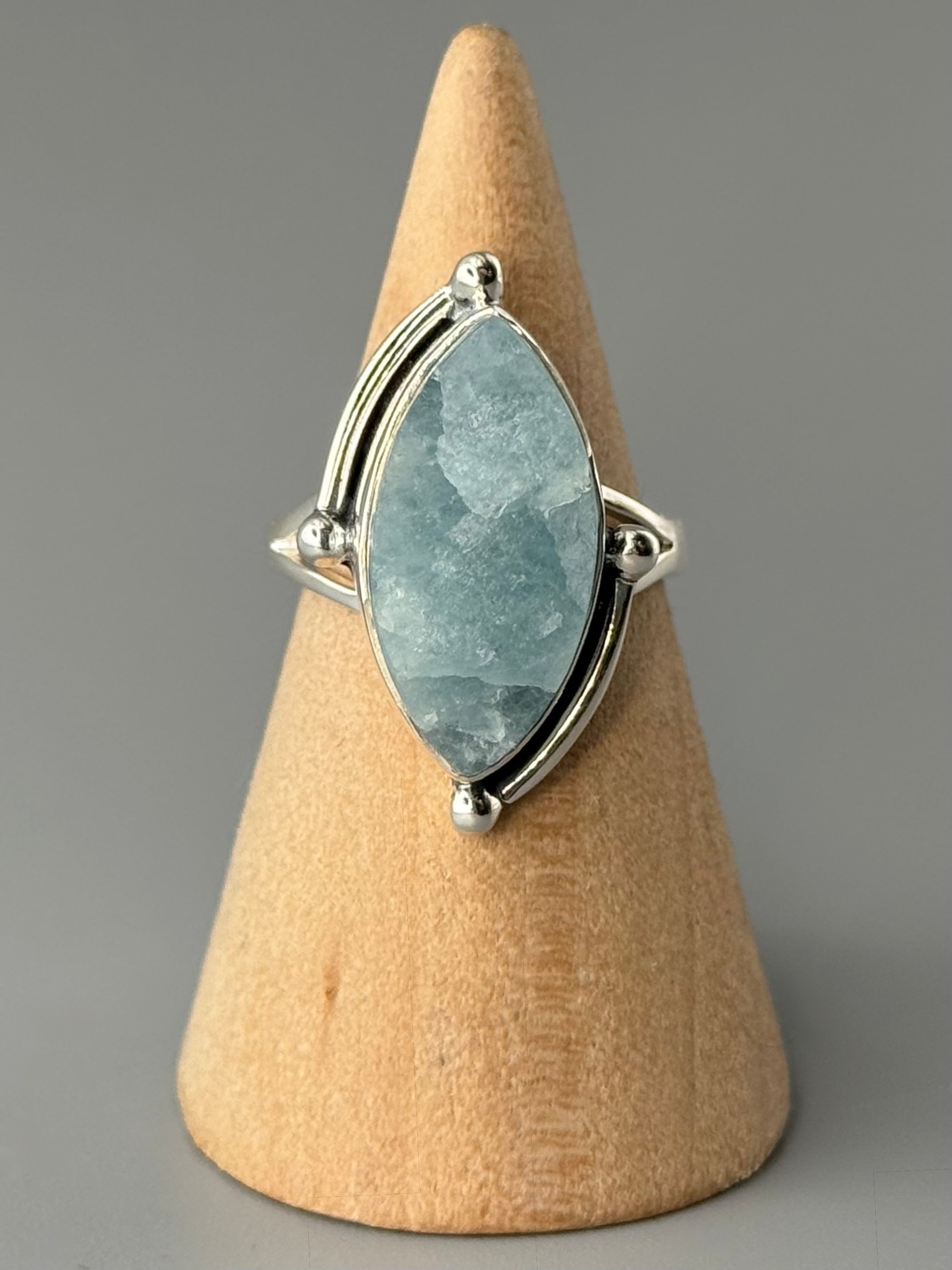 •AQUAMARINE - BARBELLS• sterling silver ring (various sizes)