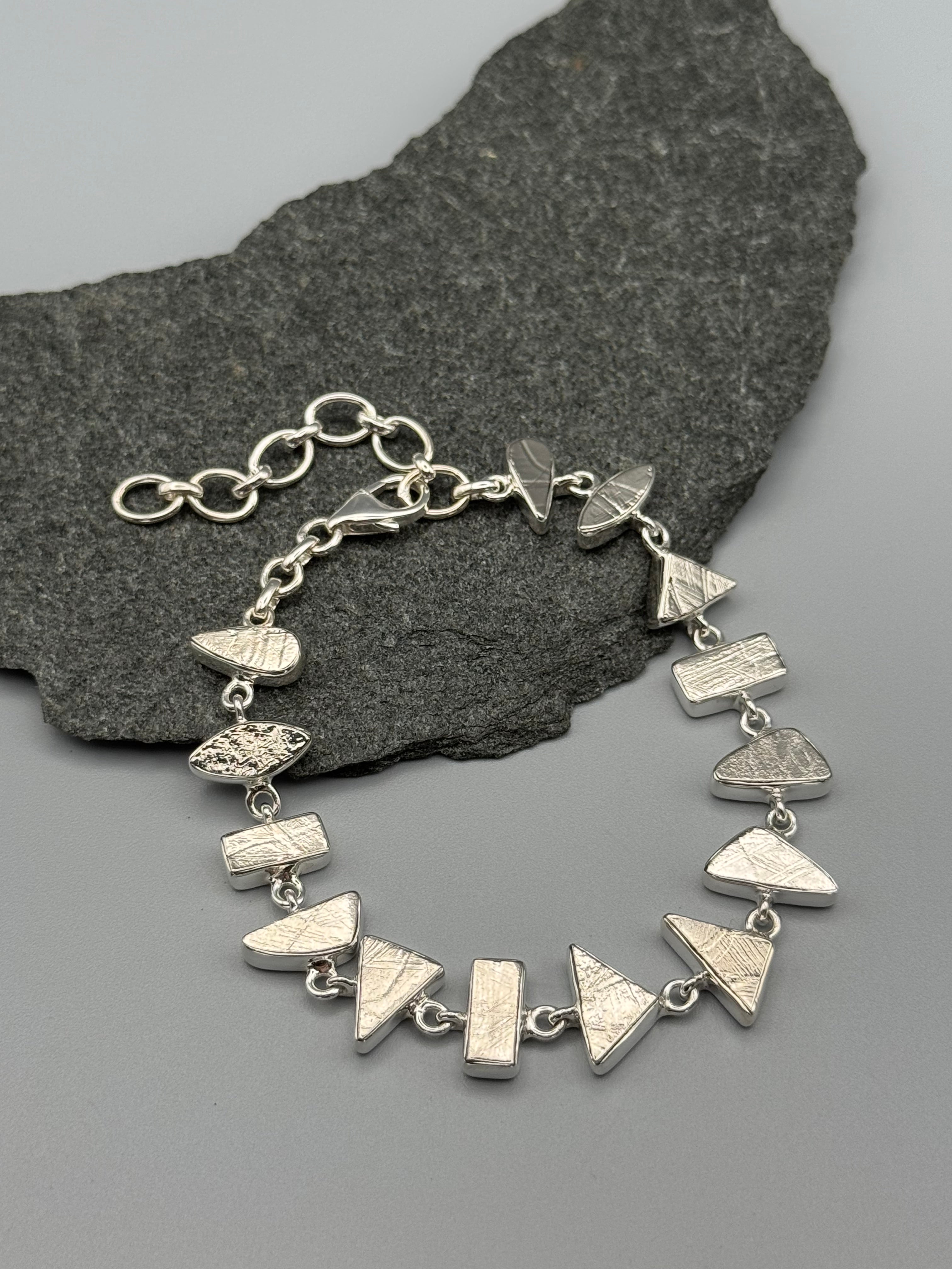 •METEORITE - GEO MIX• linked silver bracelet (7.25" - 9")