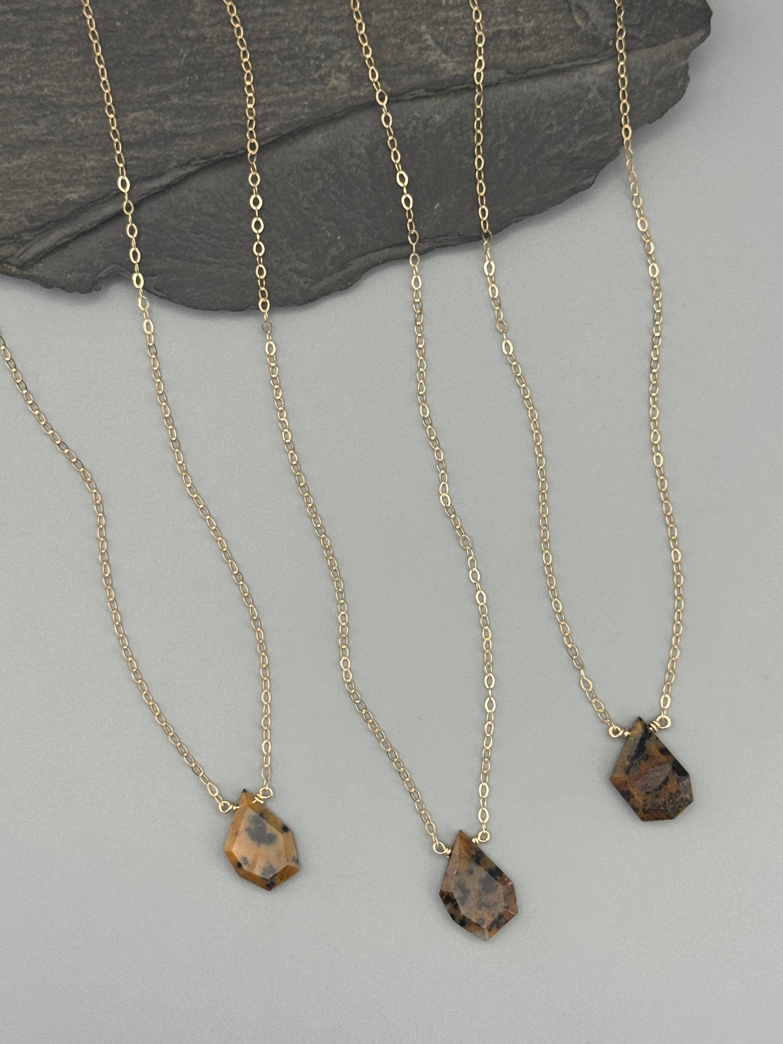 •STRAY• flat faceted leopard jasper geo + gold necklace (various lengths)