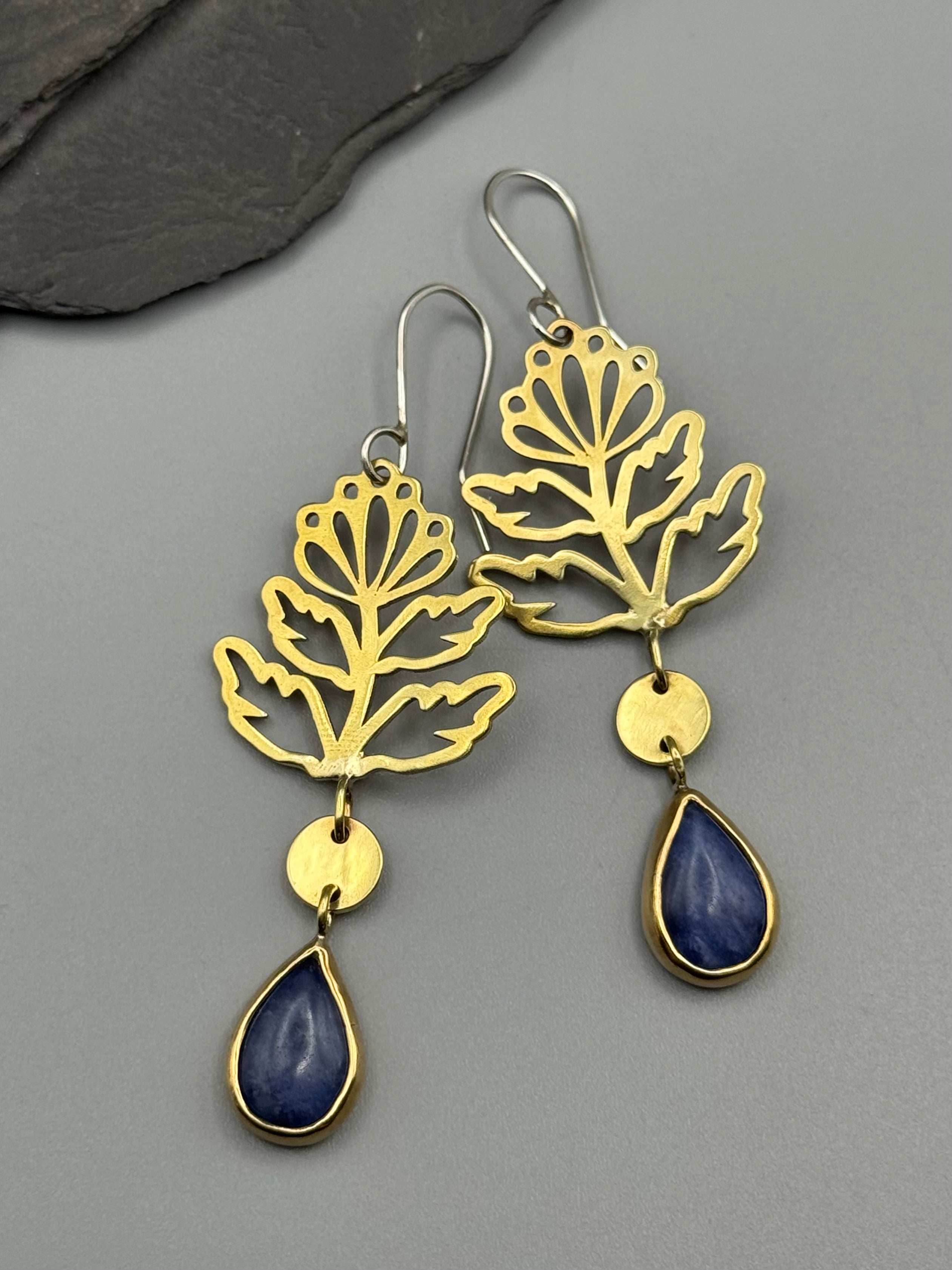•FLORA• sodalite + brass dangle earrings