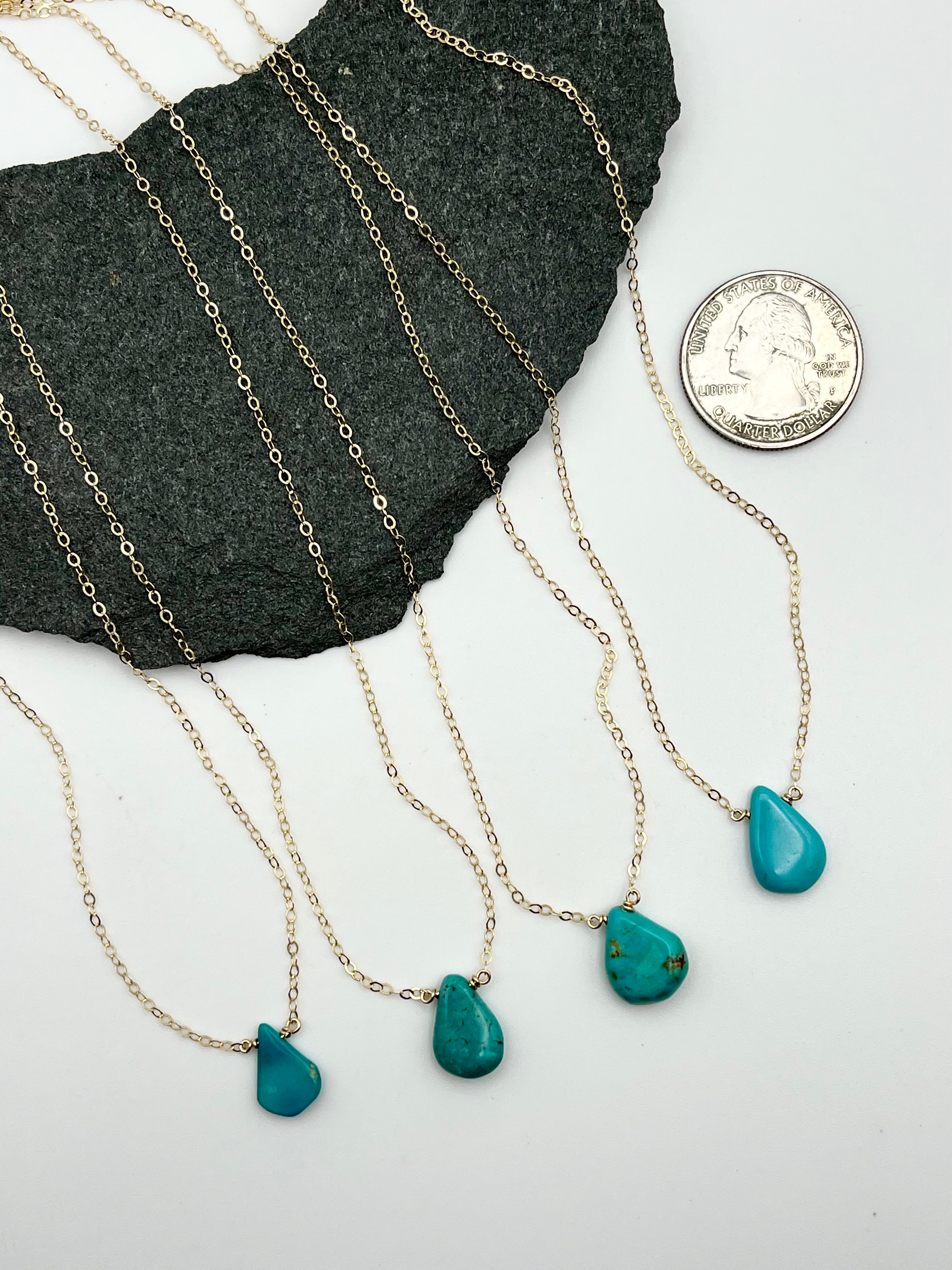 •STRAY• turquoise teardrop + gold necklace (various lengths)