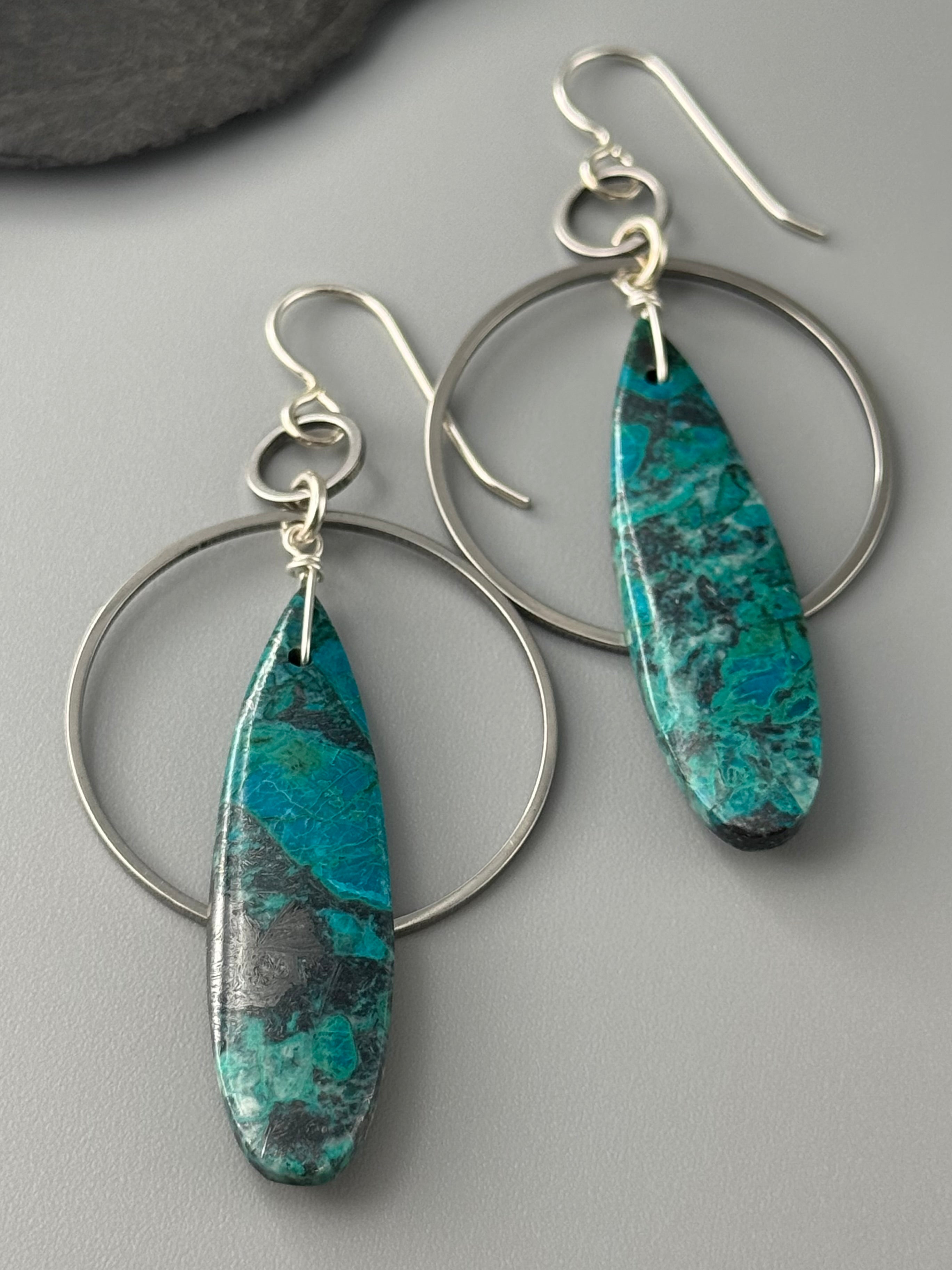•EQUA-ORBIT• chrysocolla + silver earrings