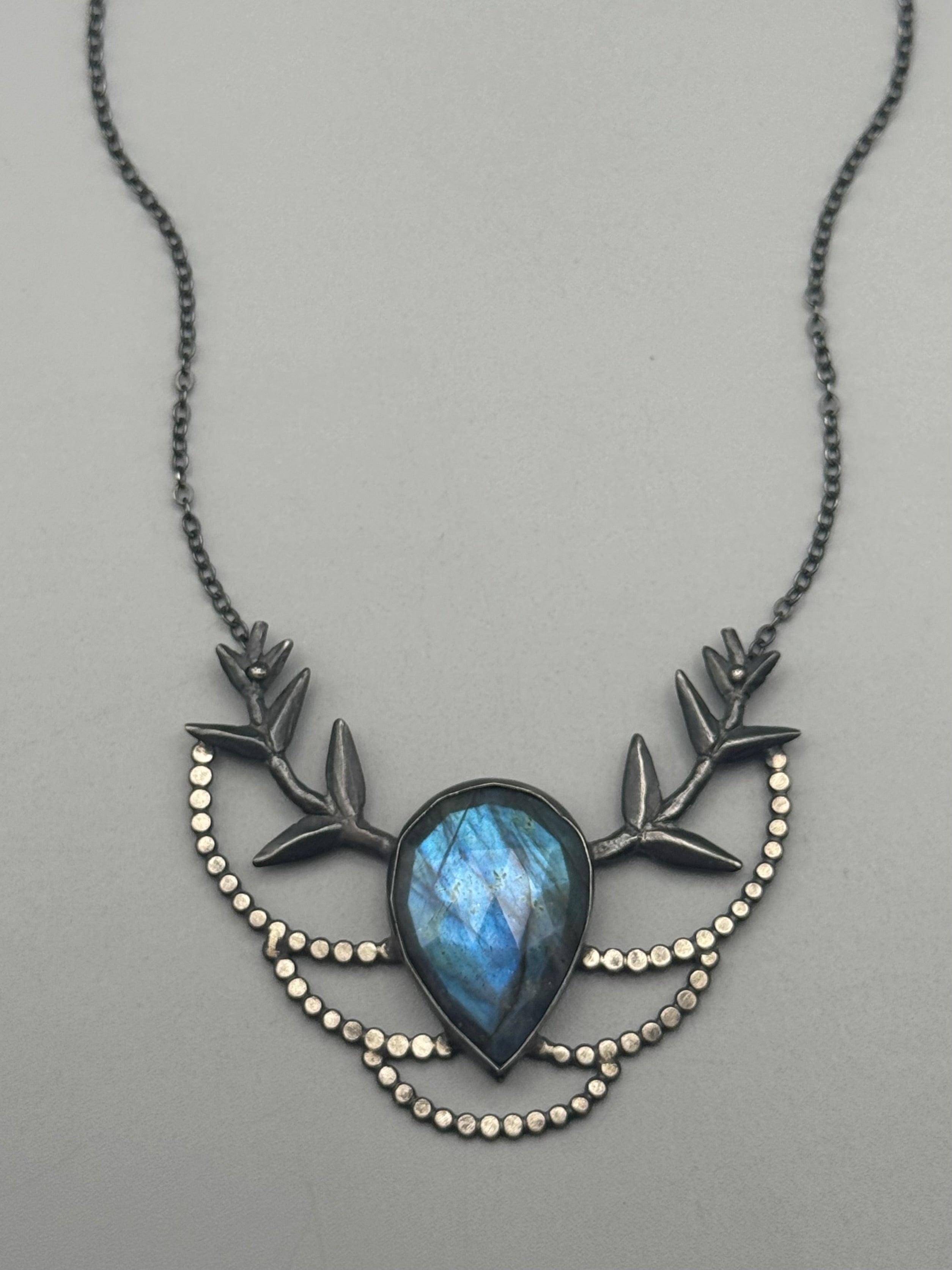 •DOTTED BRANCH• labradorite + silver necklace (18" long)