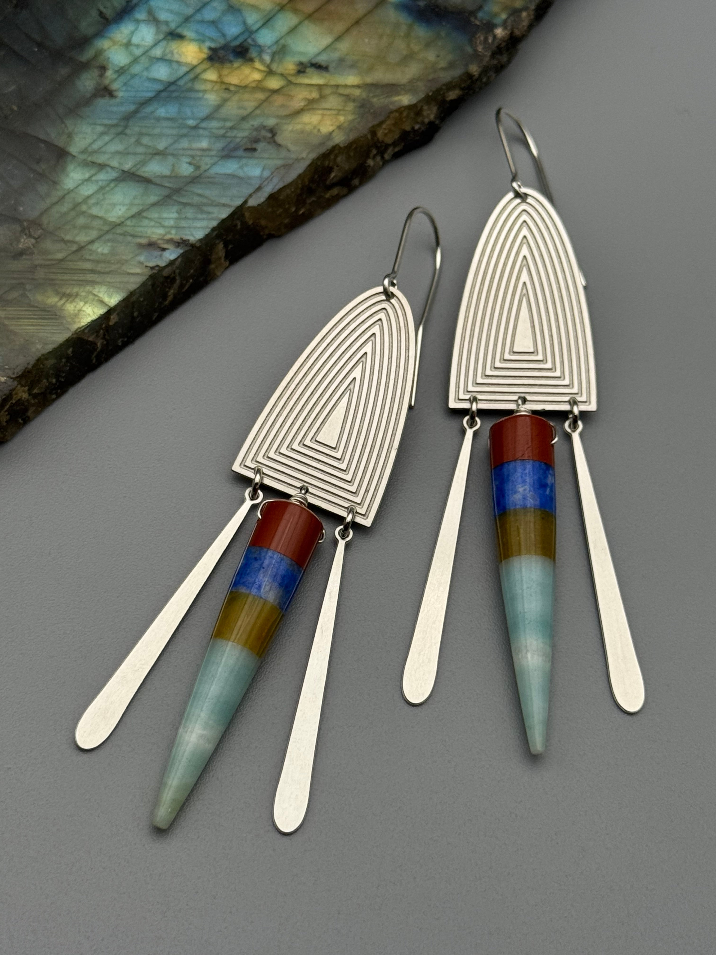 •PORTAL DANCE• intarsia + silver earrings