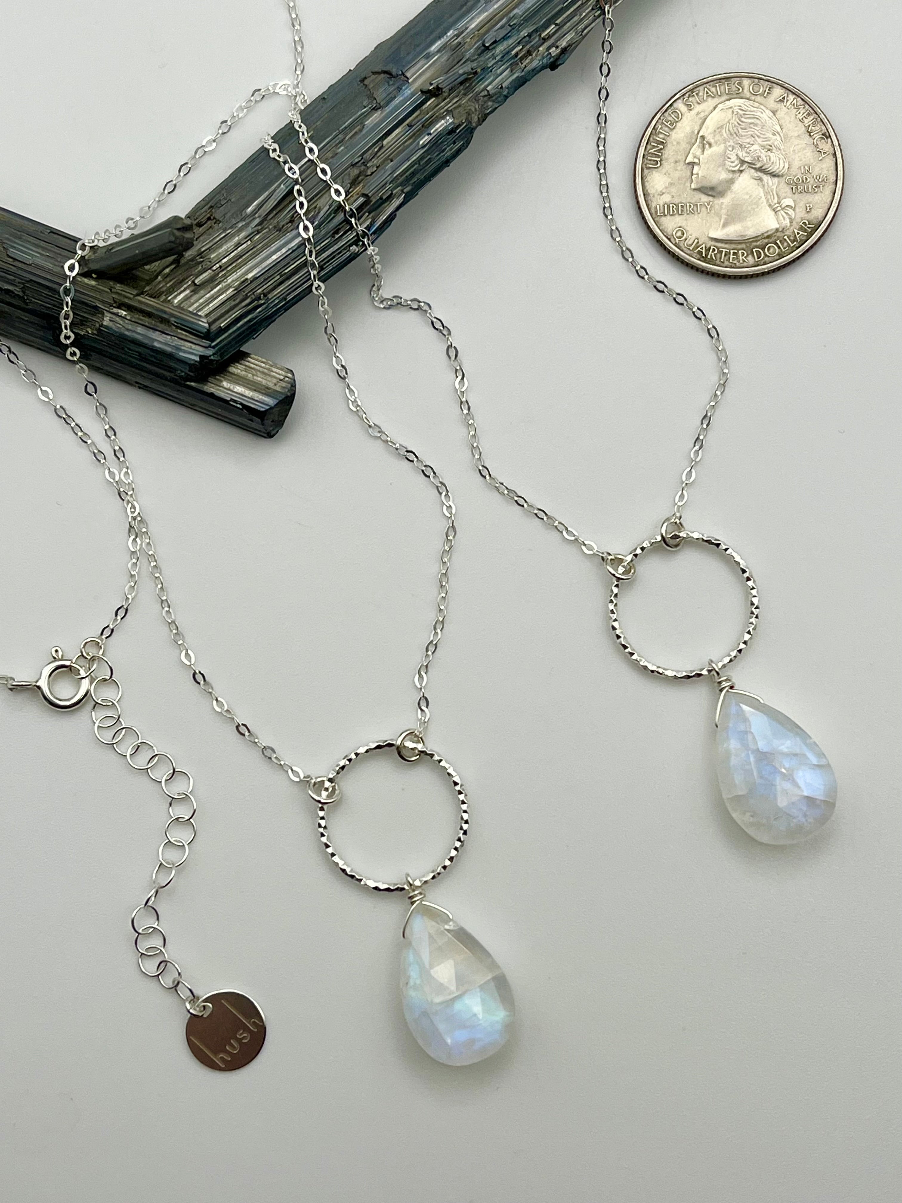 •LUNA• rainbow moonstone + silver necklace (various lengths)