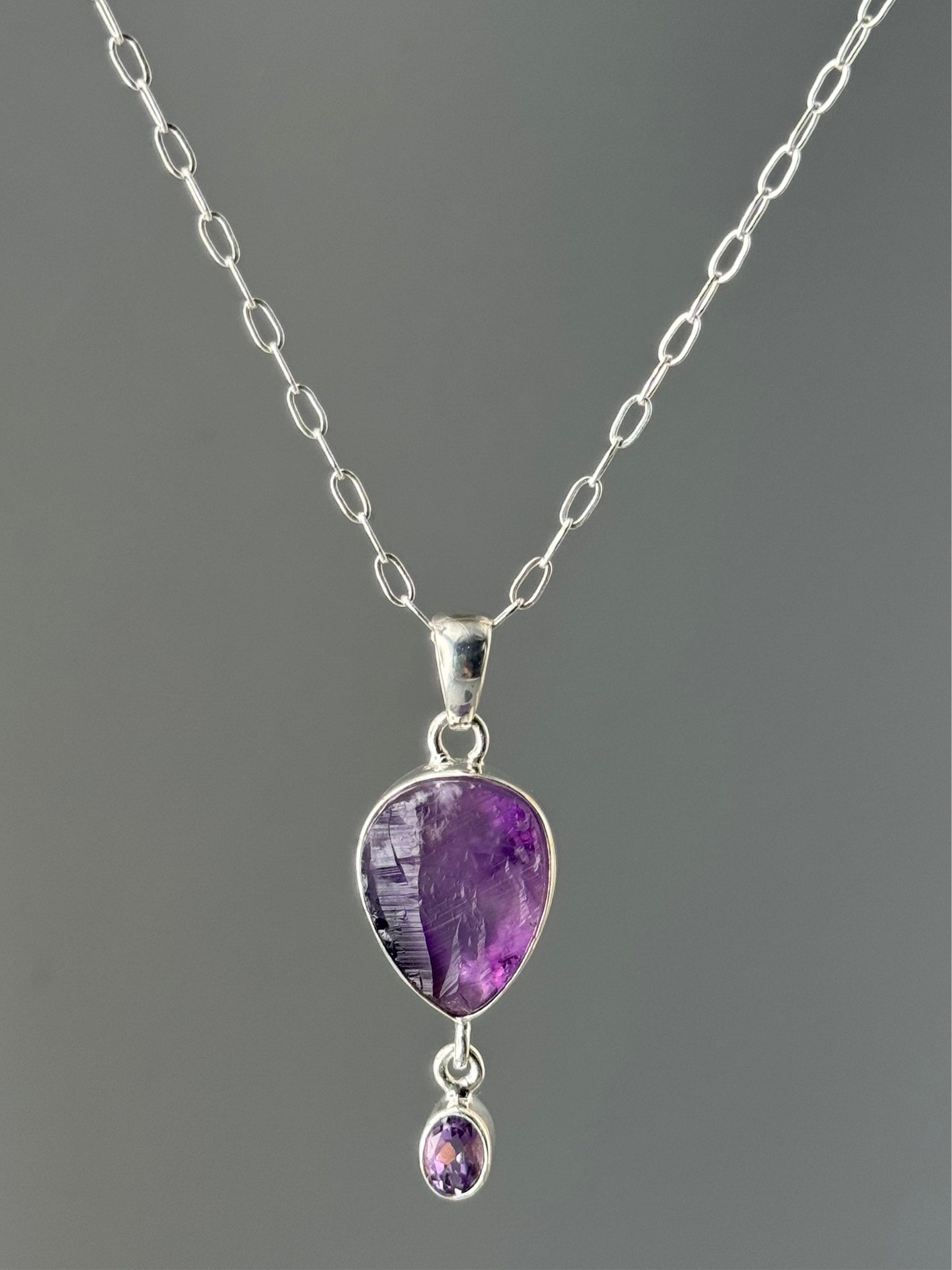 •AMETHYST DROP - 2• sterling silver pendant